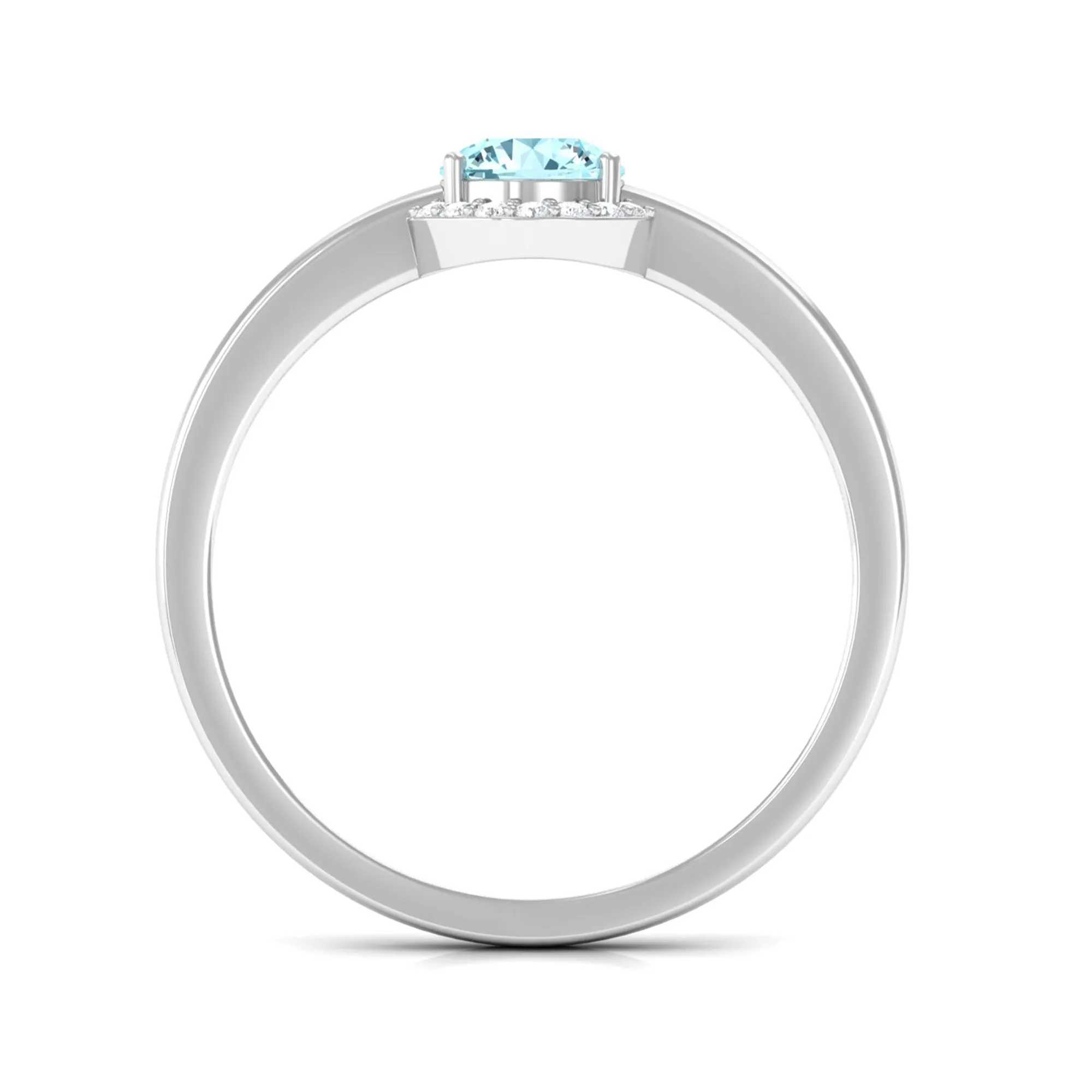 0.50 CT Aquamarine Engagement Ring with Diamond Halo