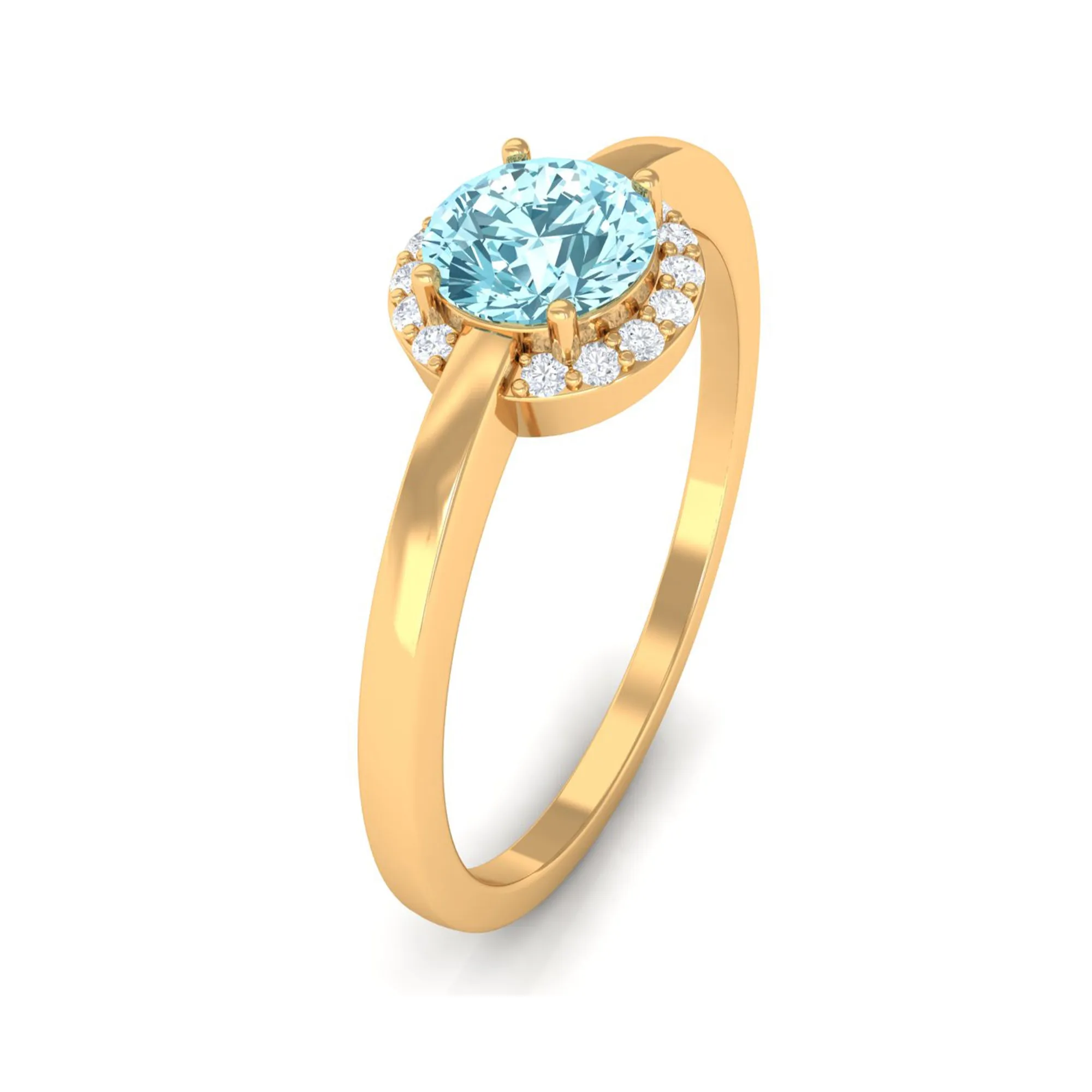 0.50 CT Aquamarine Engagement Ring with Diamond Halo