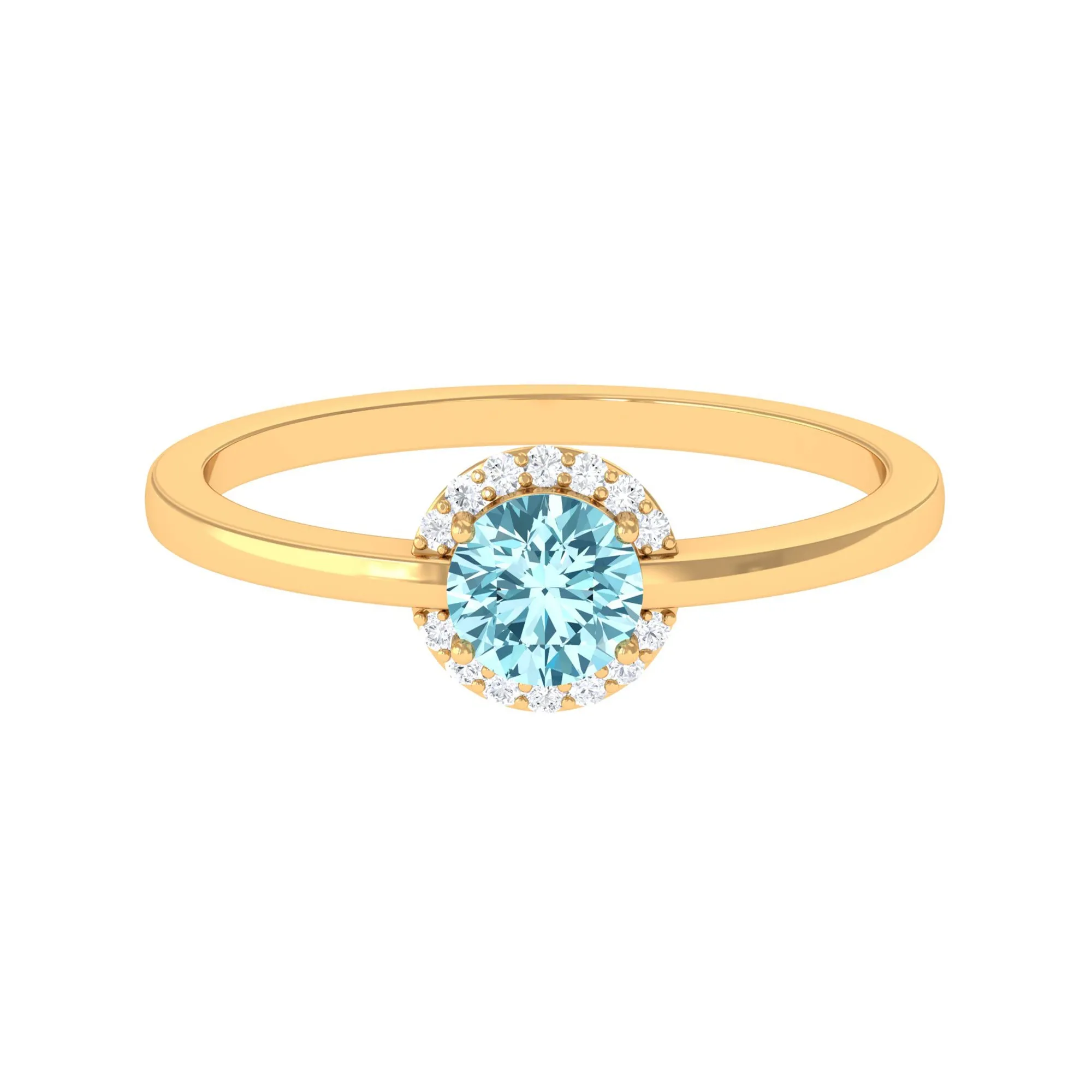 0.50 CT Aquamarine Engagement Ring with Diamond Halo