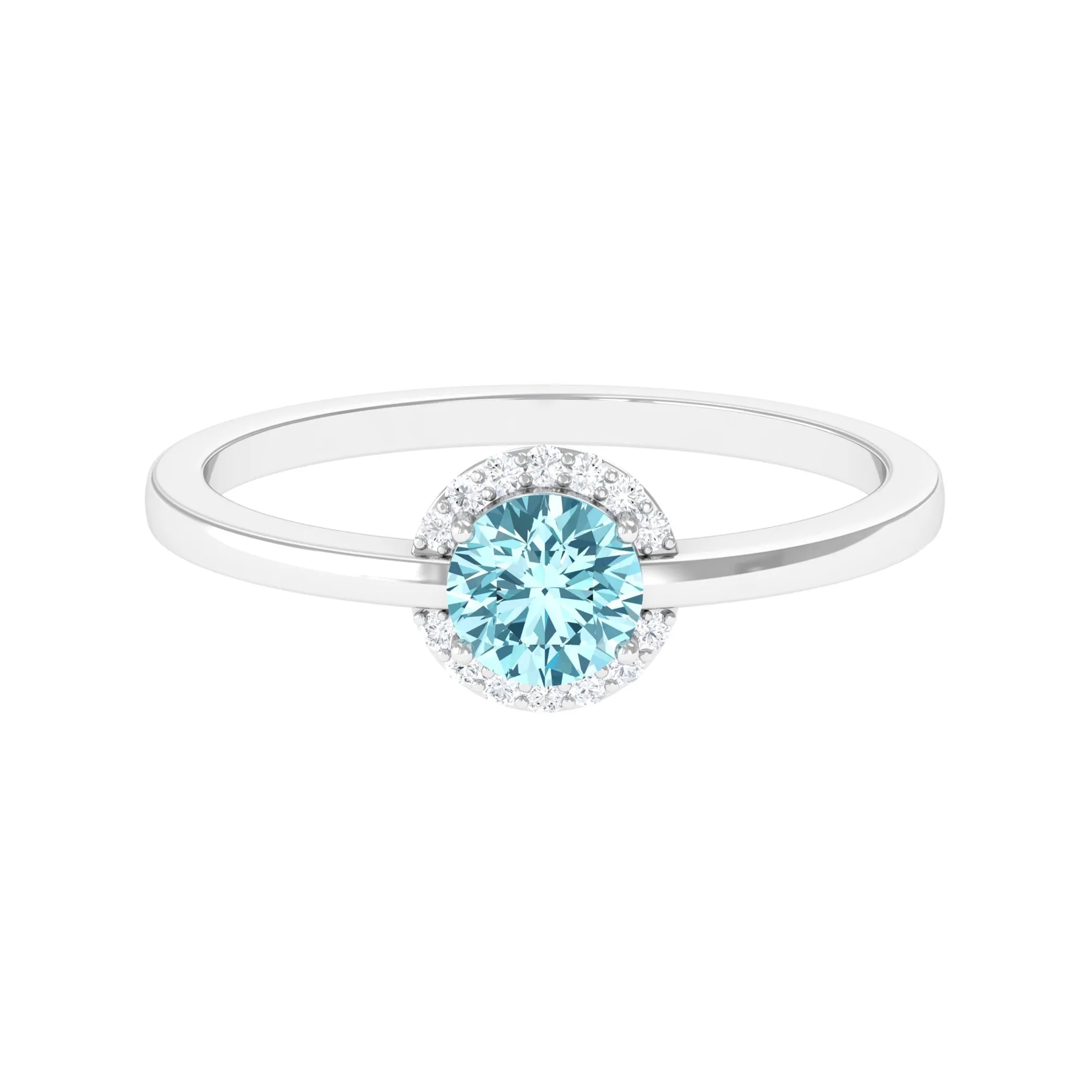 0.50 CT Aquamarine Engagement Ring with Diamond Halo