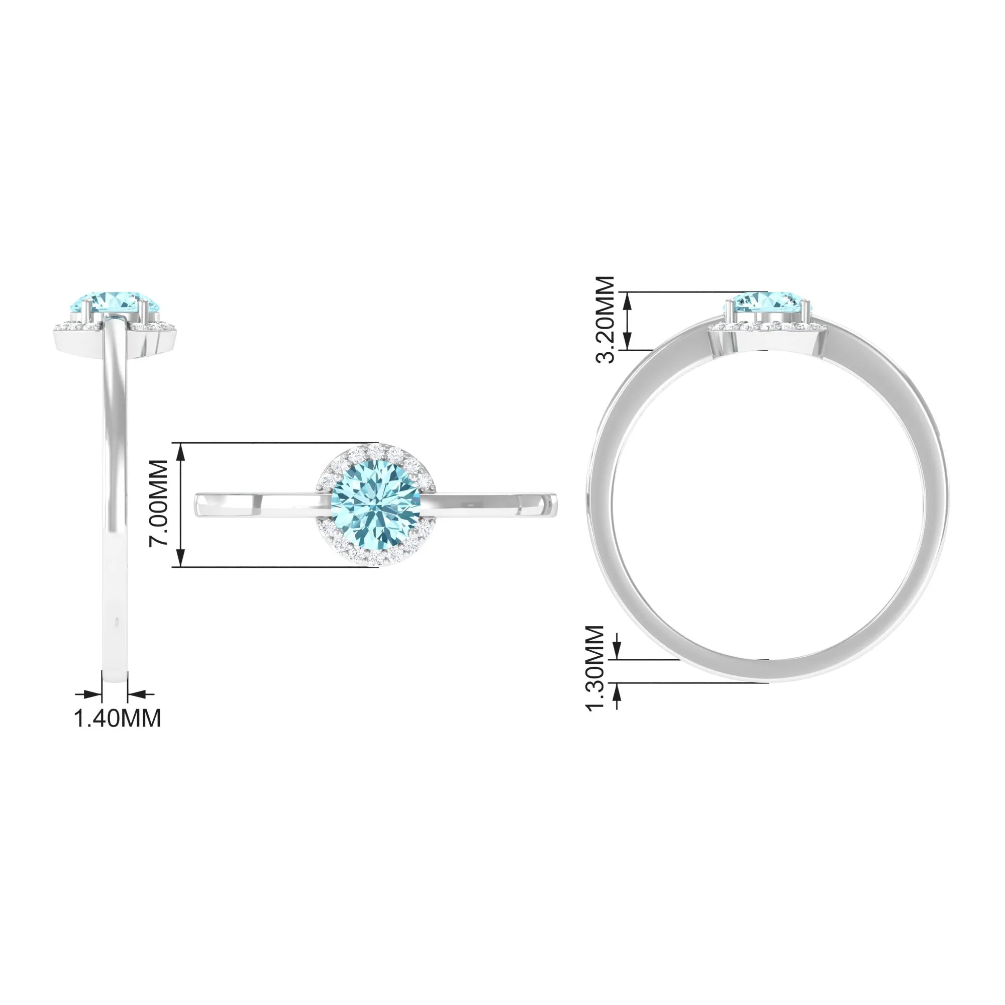 0.50 CT Aquamarine Engagement Ring with Diamond Halo