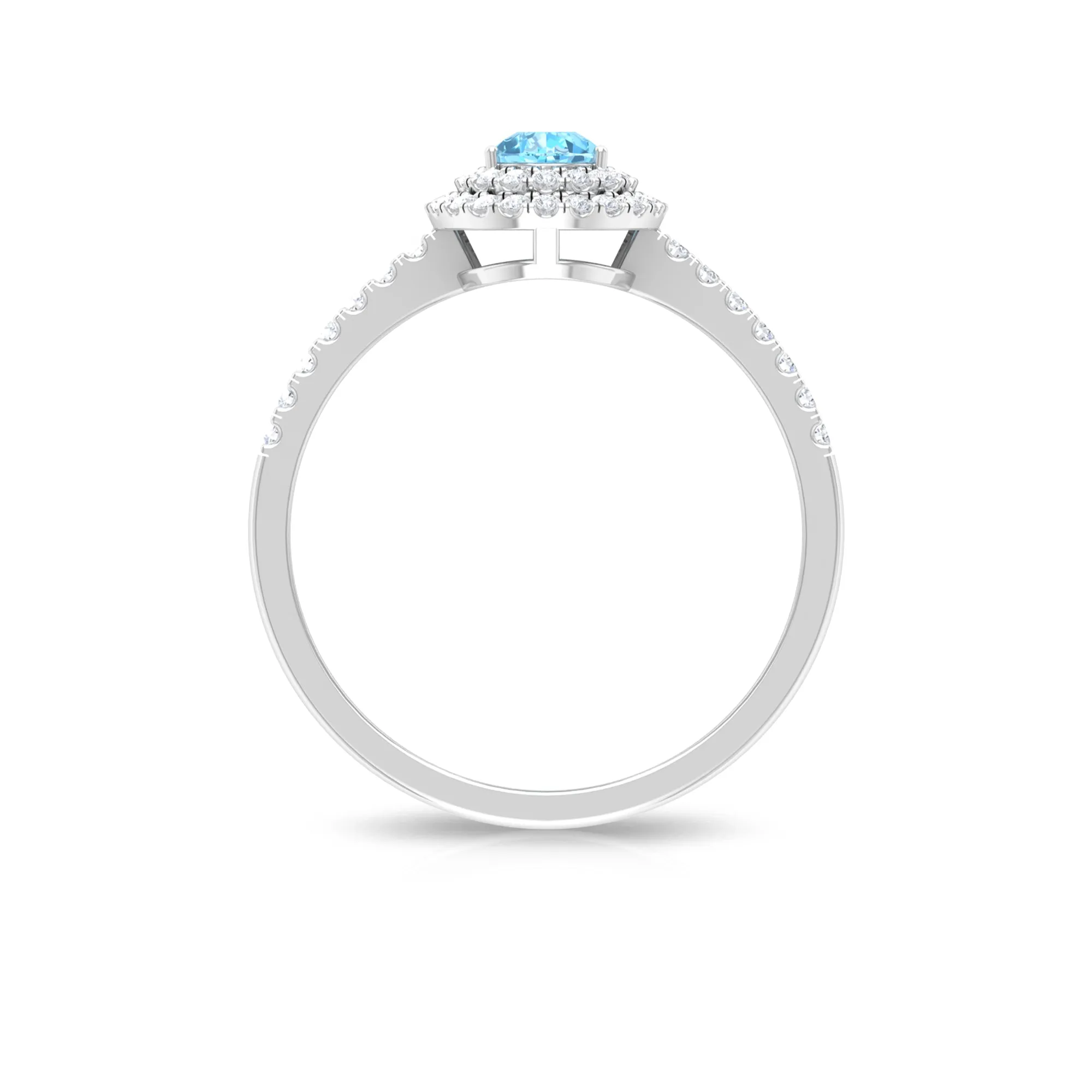 1 CT Classic Aquamarine and Diamond Teardrop Engagement Ring