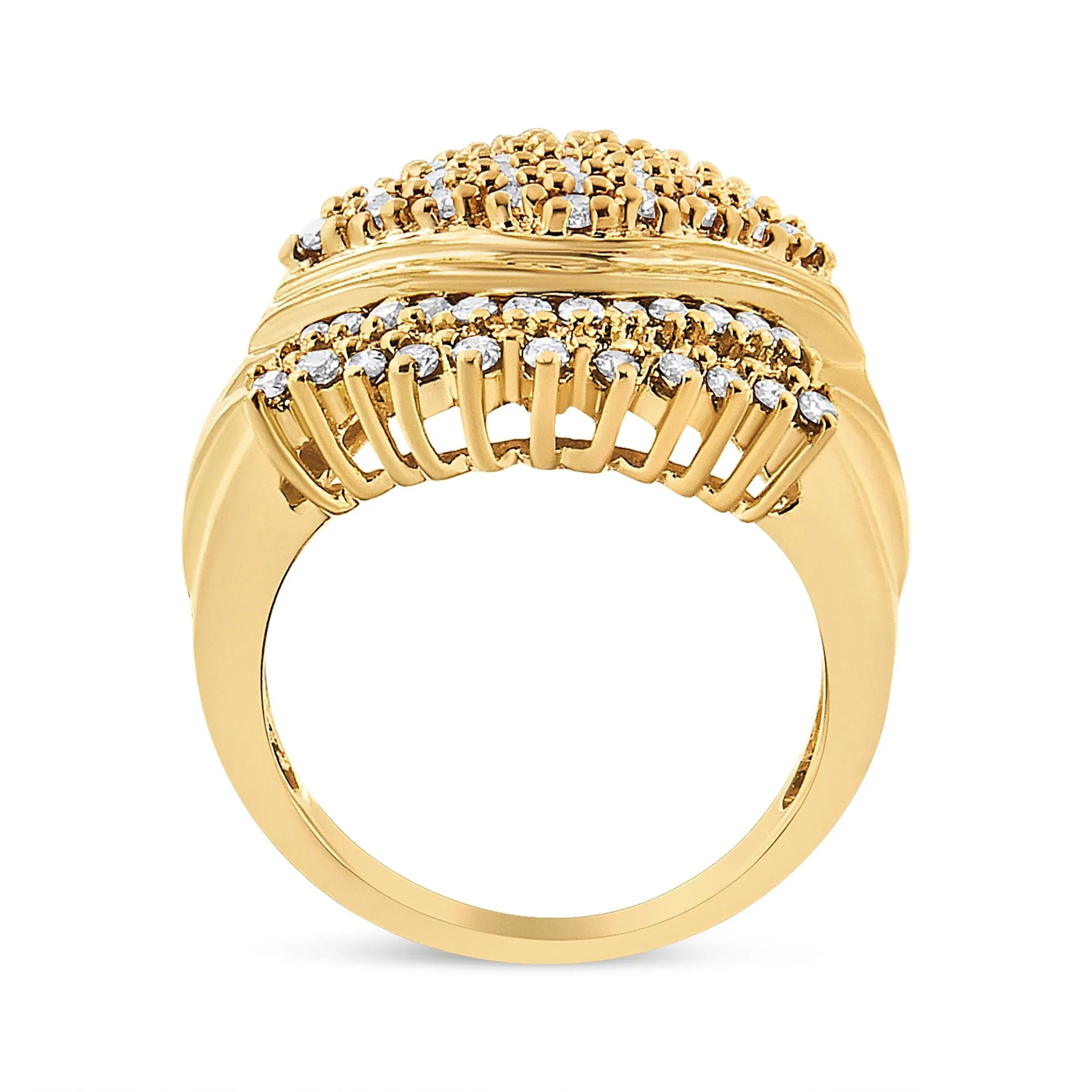 10K Yellow Gold Plated .925 Sterling Silver 1.00 Cttw Diamond Cluster Ring (Champagne Color, I2-I3 Clarity)