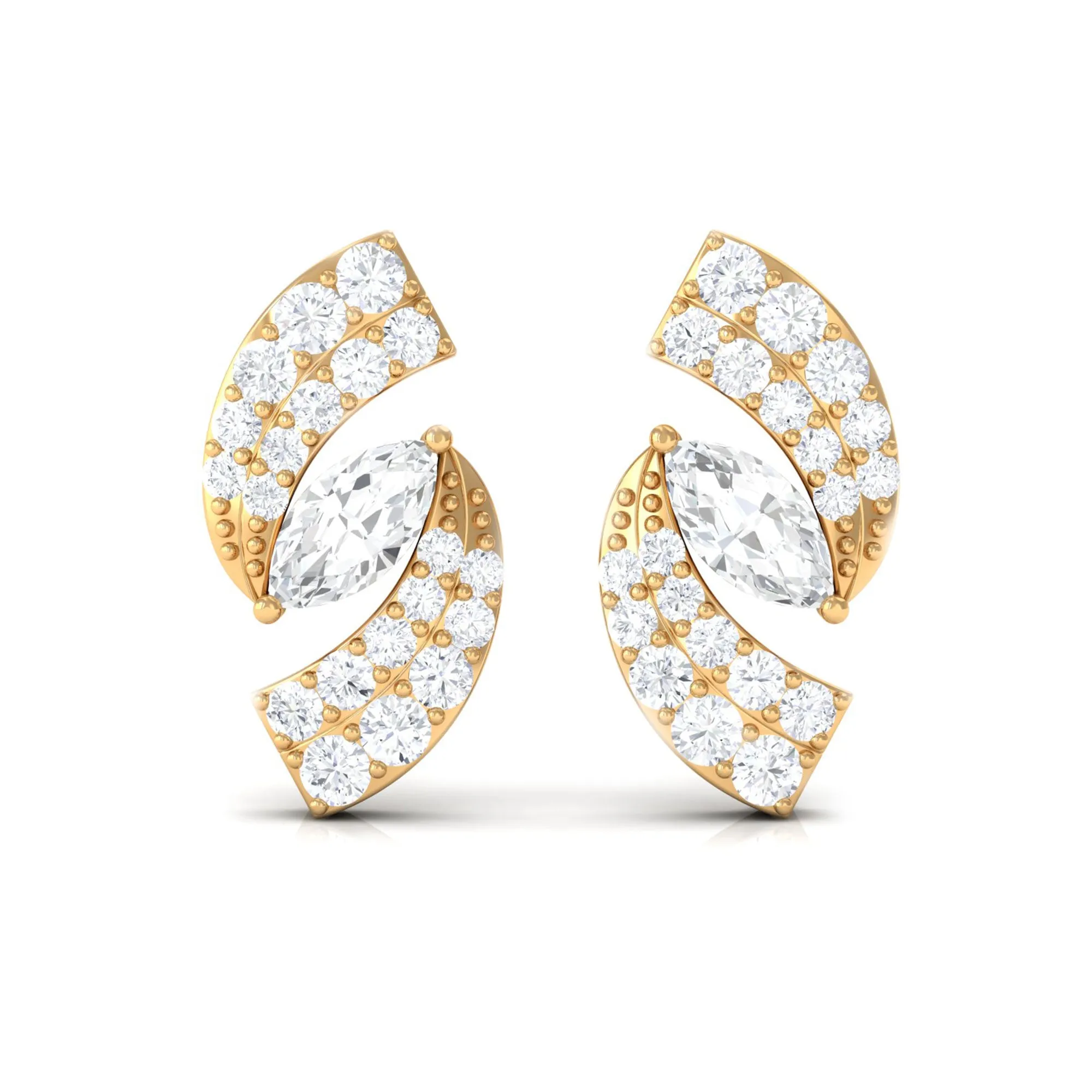 1/2 CT Designer Zircon Gold Stud Earrings