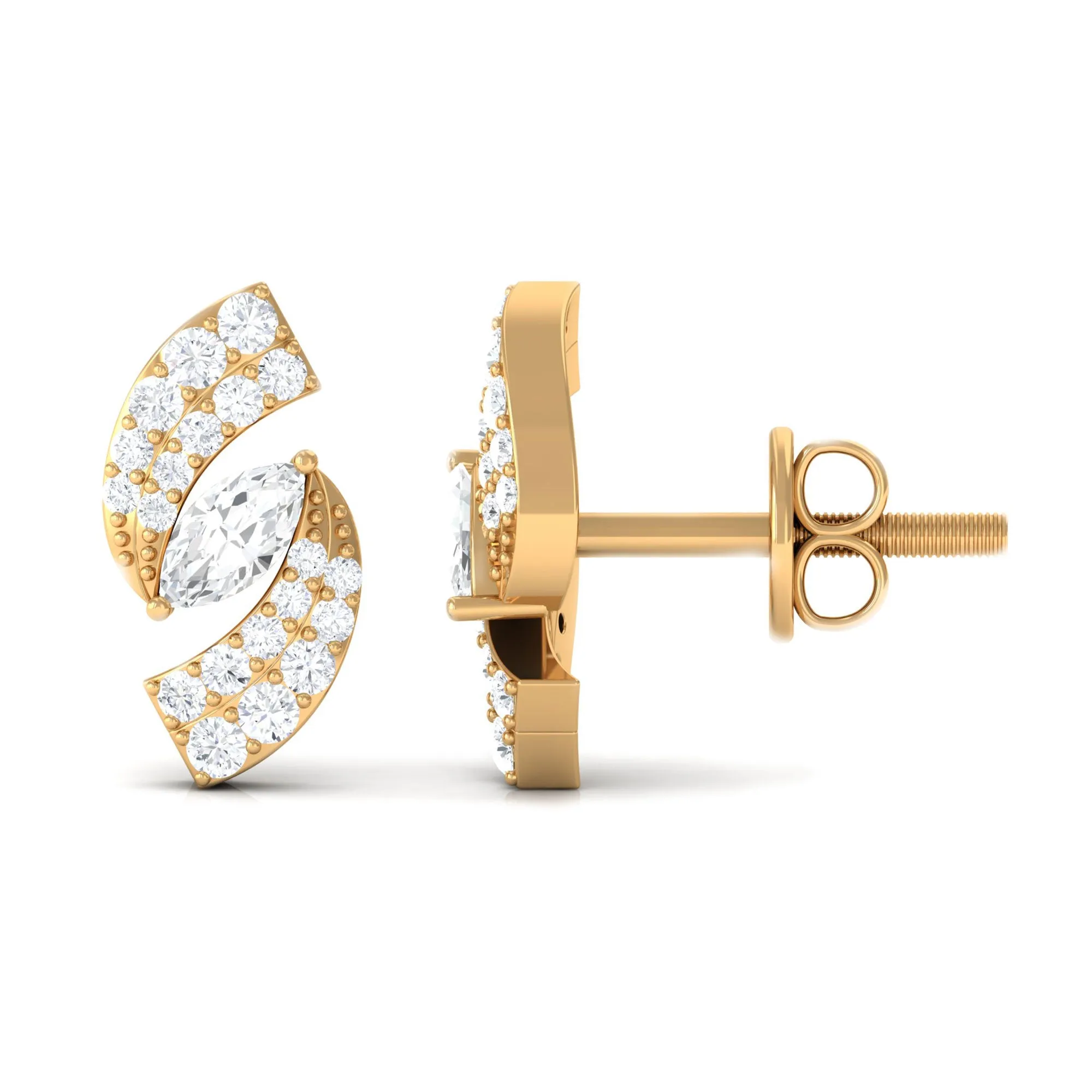 1/2 CT Designer Zircon Gold Stud Earrings