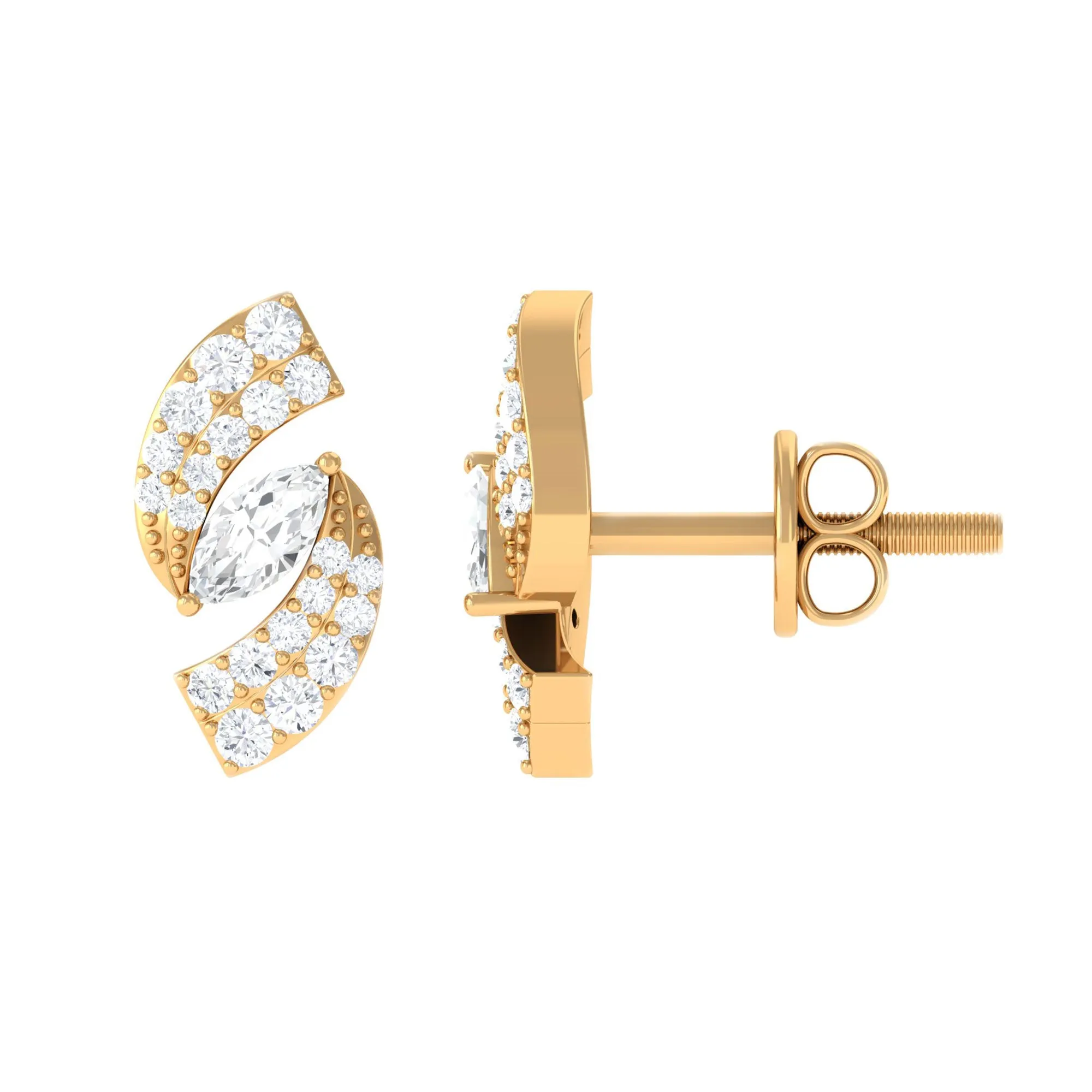 1/2 CT Designer Zircon Gold Stud Earrings