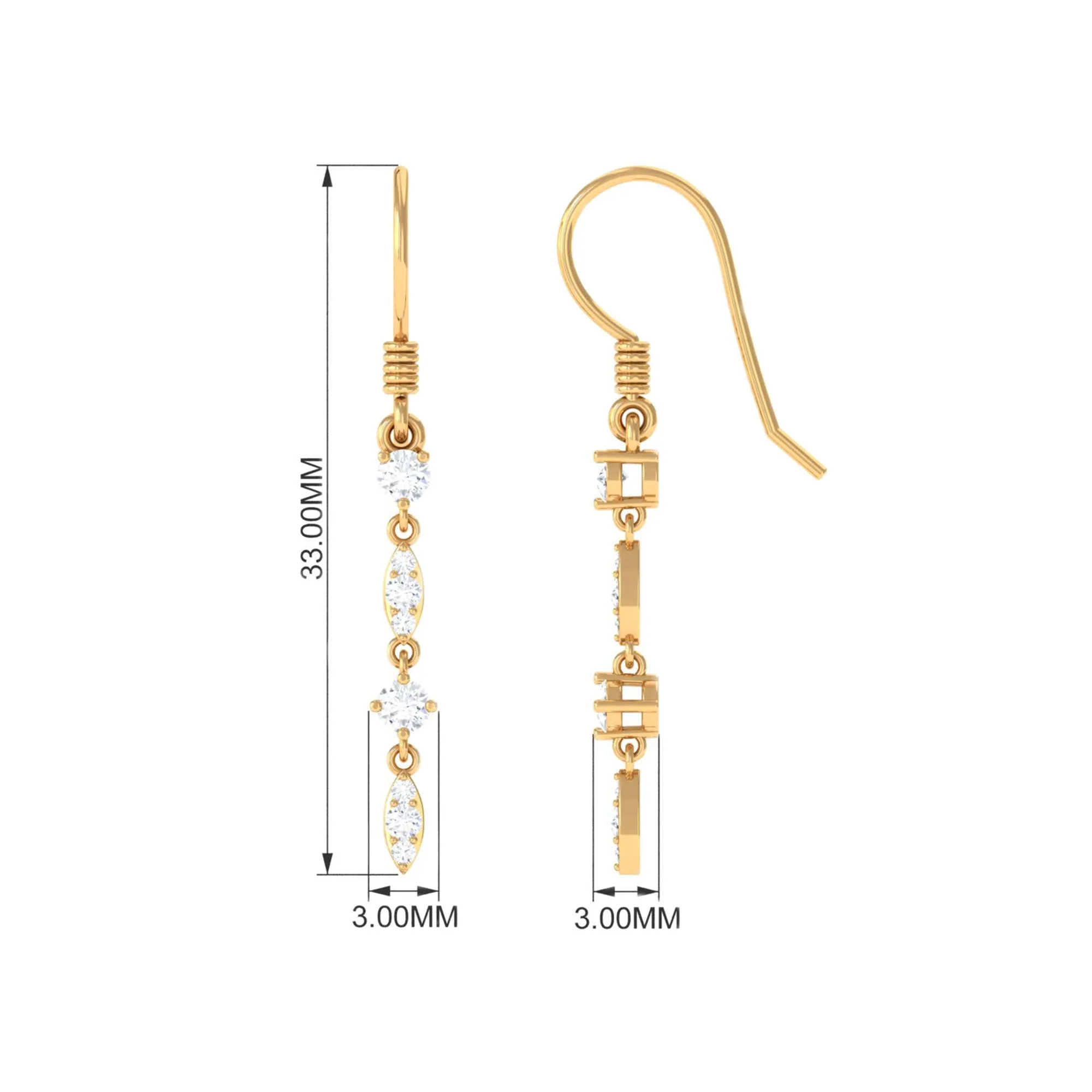 1/2 CT Simple Zircon Dangle Earrings in Prong Setting