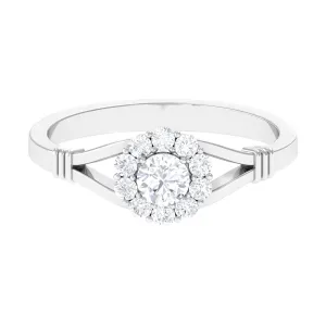 1/2 CT Split Shank Diamond Flower Engagement Ring