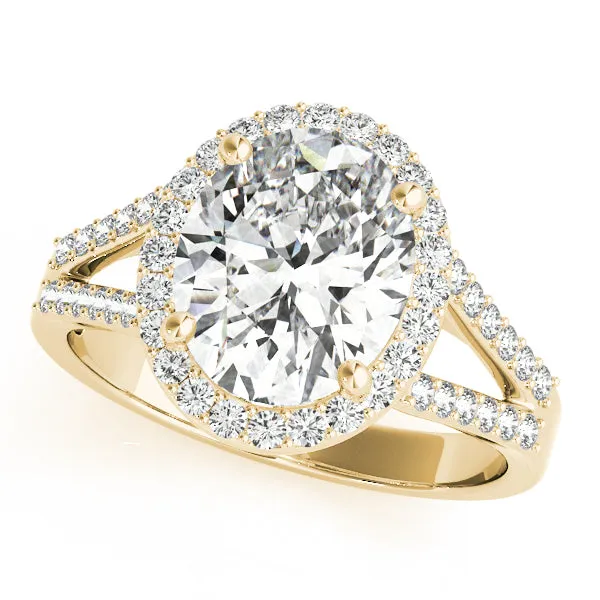 14K Oval Halo Engagement Ring