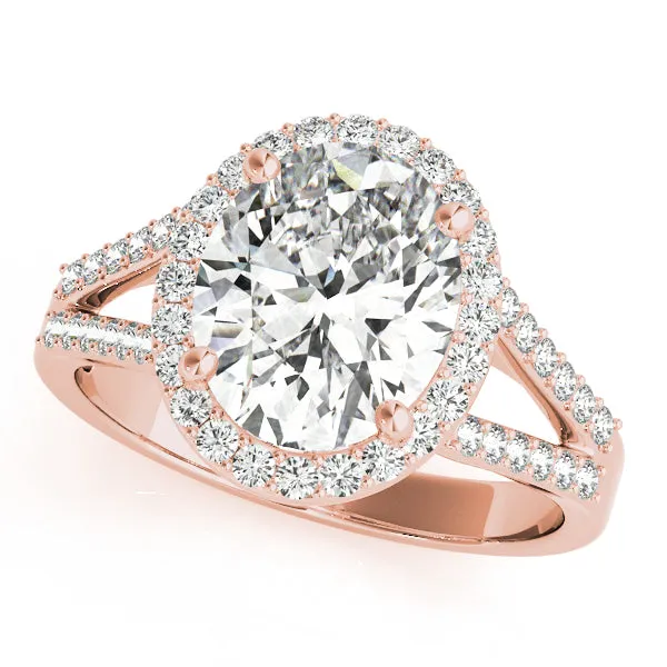 14K Oval Halo Engagement Ring