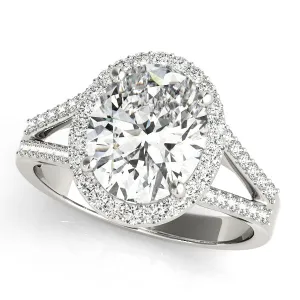 14K Oval Halo Engagement Ring