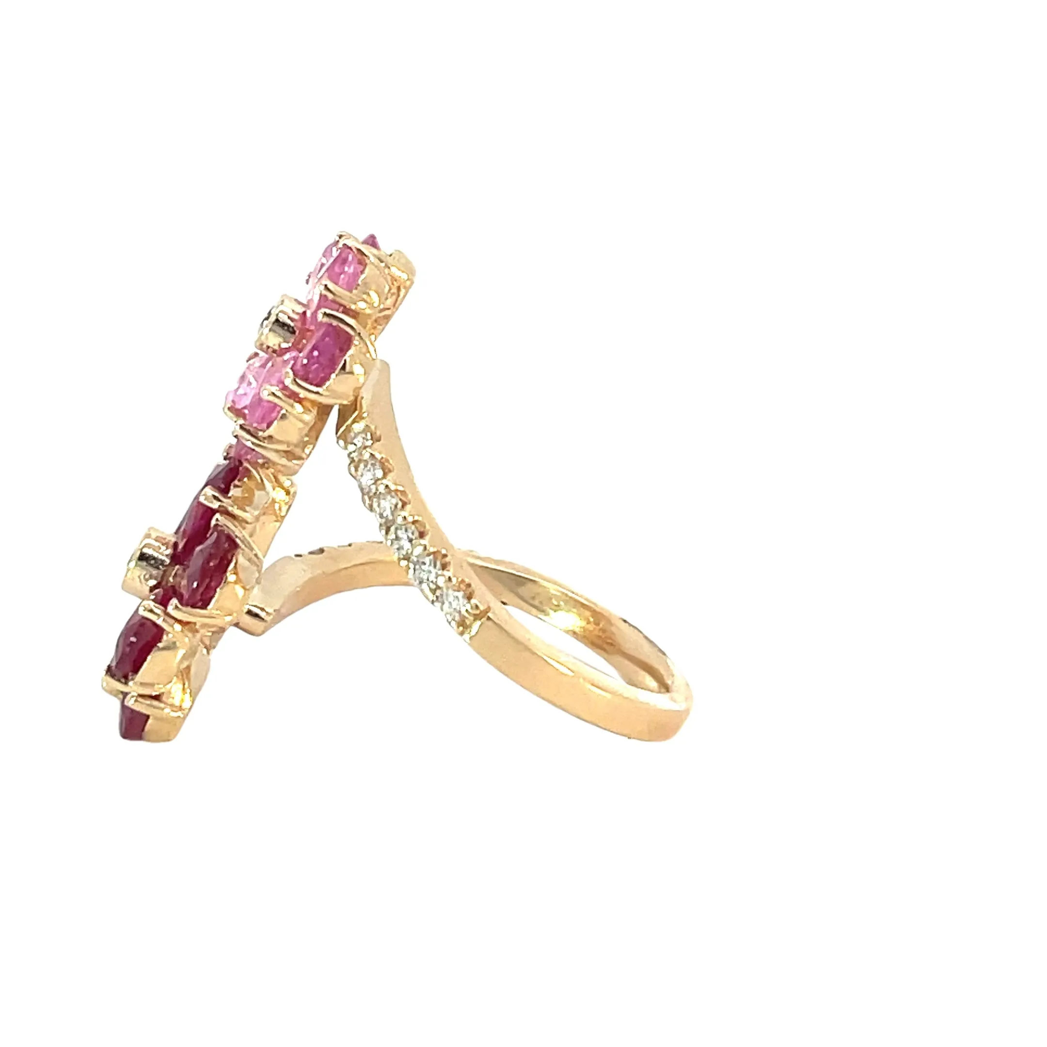 14k Oversized Ruby/Pink Sapphire Diamoind Ring