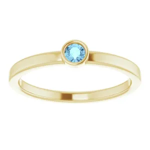 14K Yellow 3 mm Natural Aquamarine Ring