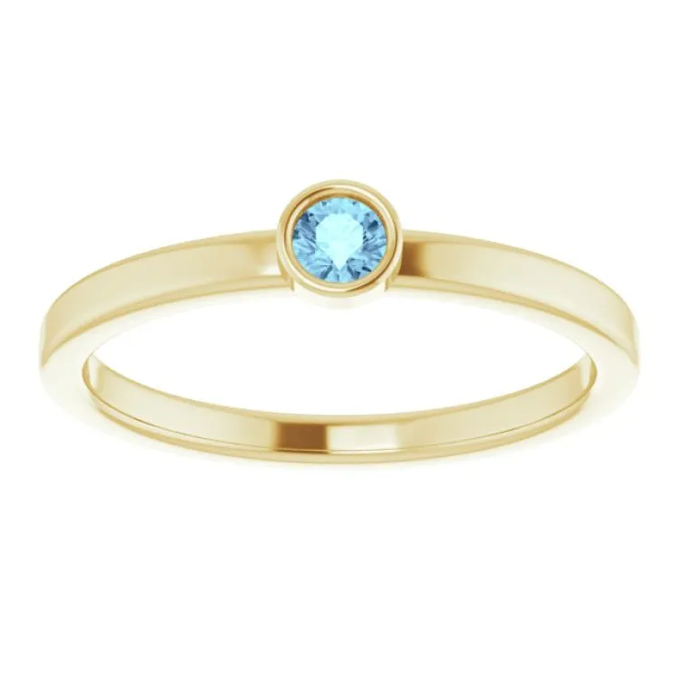 14K Yellow 3 mm Natural Aquamarine Ring