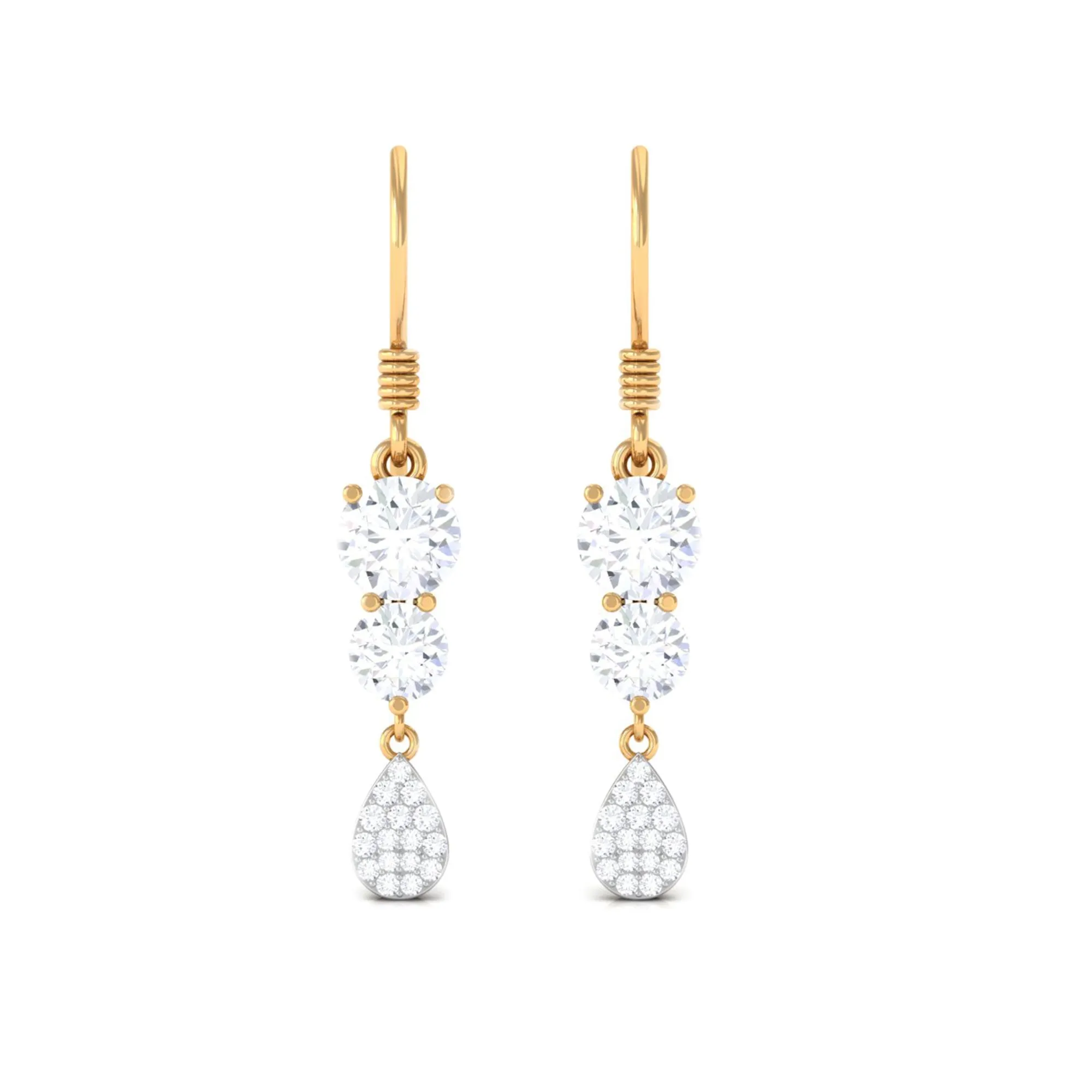 1.75 CT Zircon Minimal Dangle Earrings in Gold