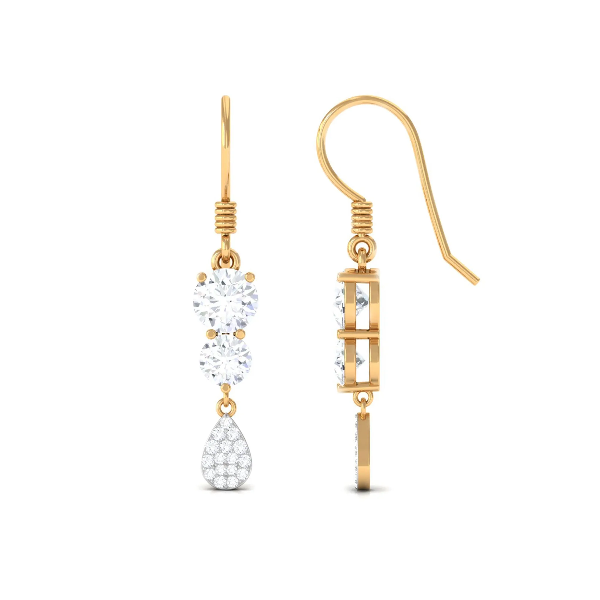 1.75 CT Zircon Minimal Dangle Earrings in Gold