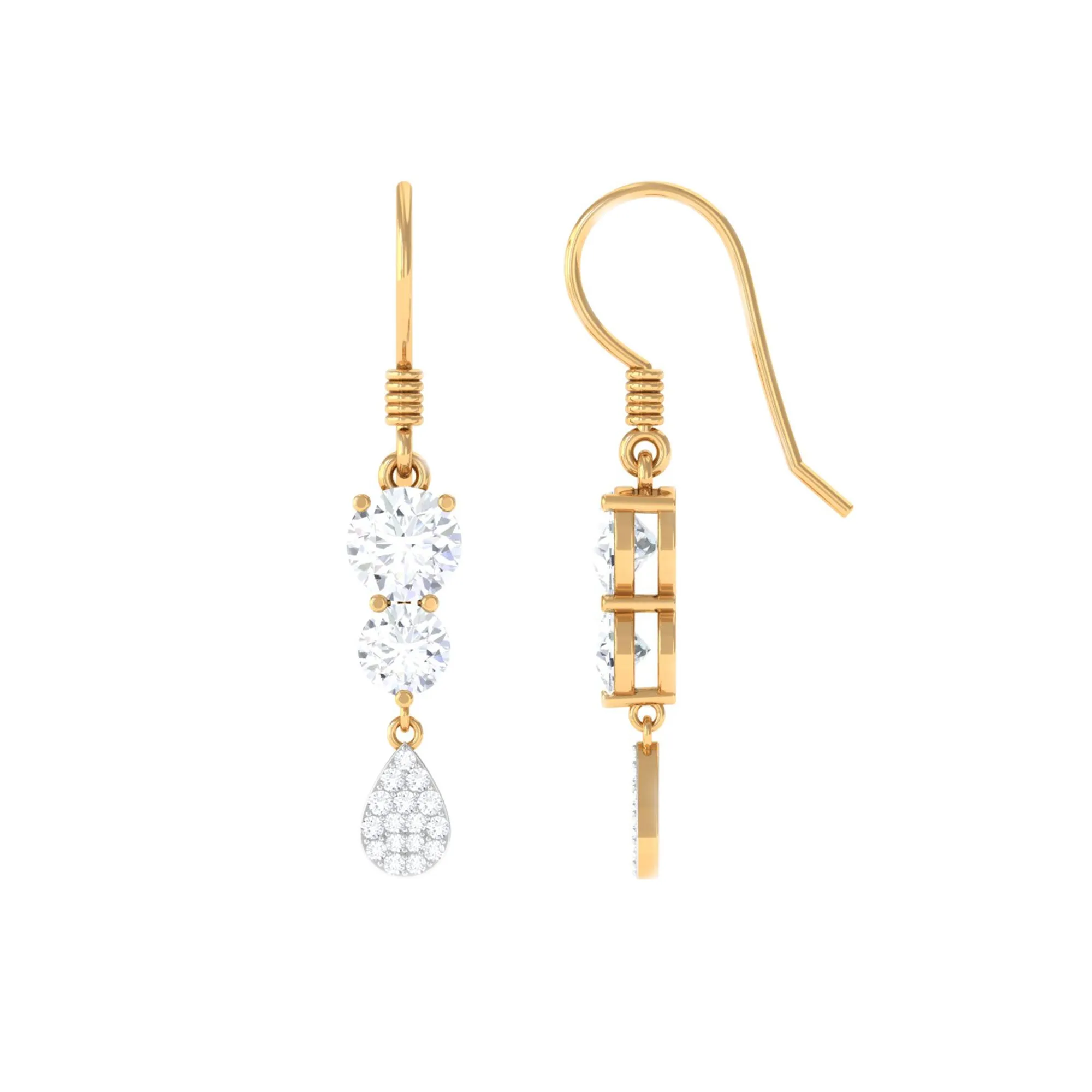 1.75 CT Zircon Minimal Dangle Earrings in Gold