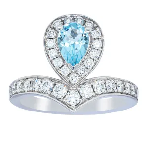 18ct White Gold .56ct Aquamarine & Diamond Tiara Ring