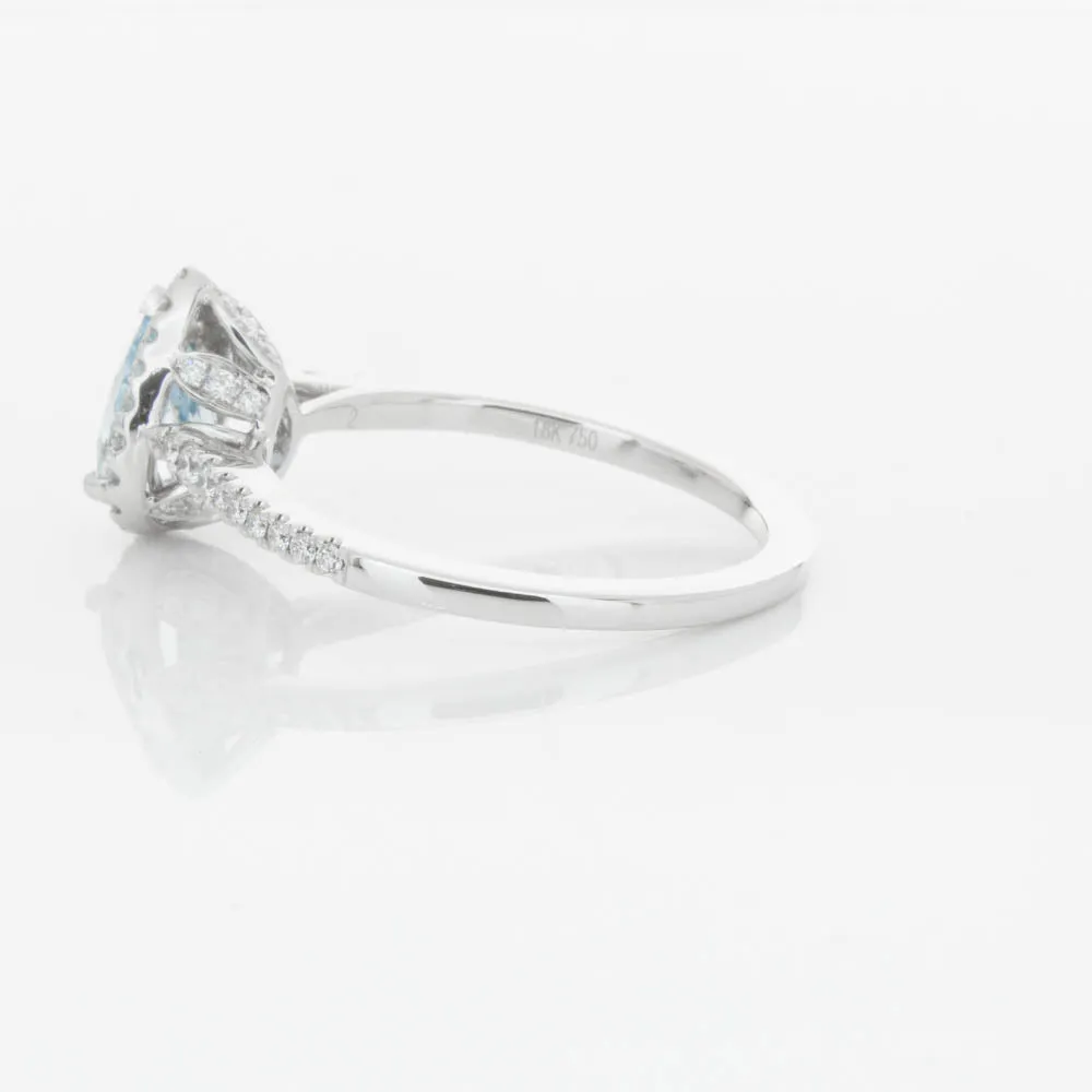 18ct White Gold .67ct Aquamarine & Diamond Mini Sierra Ring