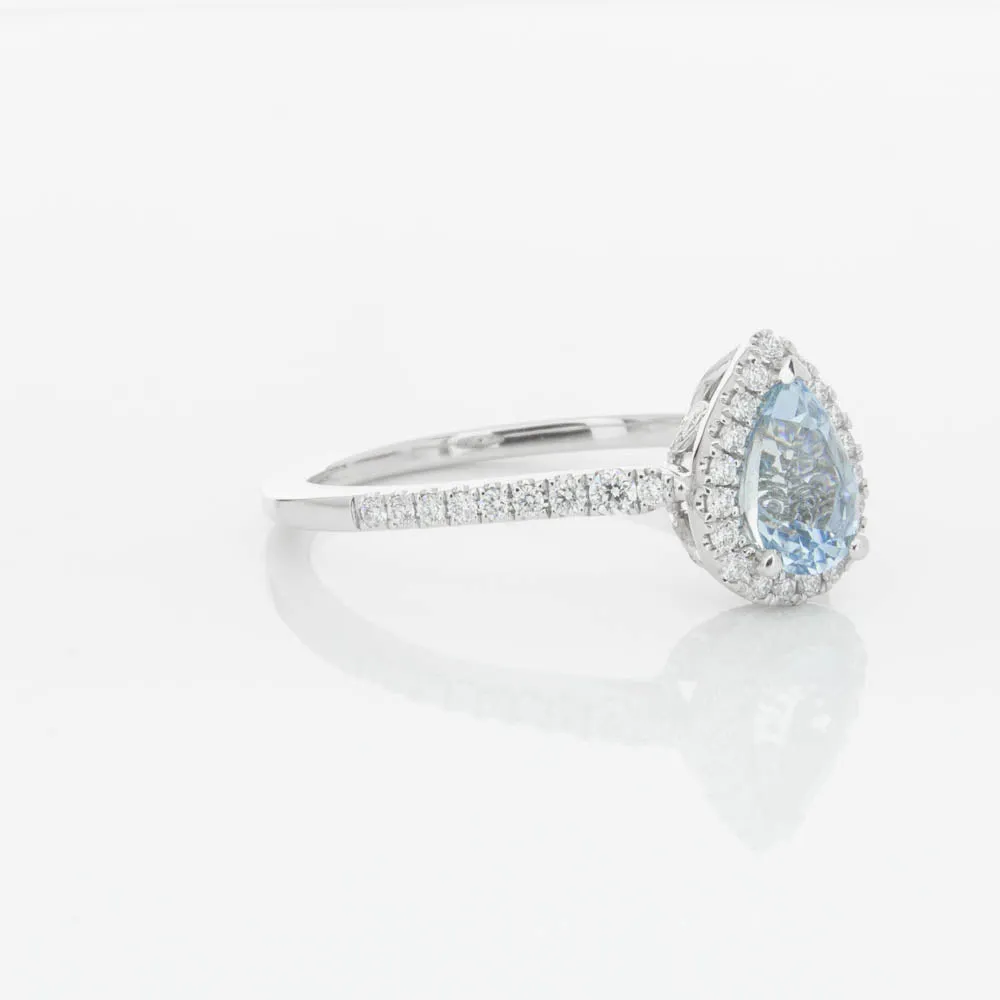 18ct White Gold .67ct Aquamarine & Diamond Mini Sierra Ring