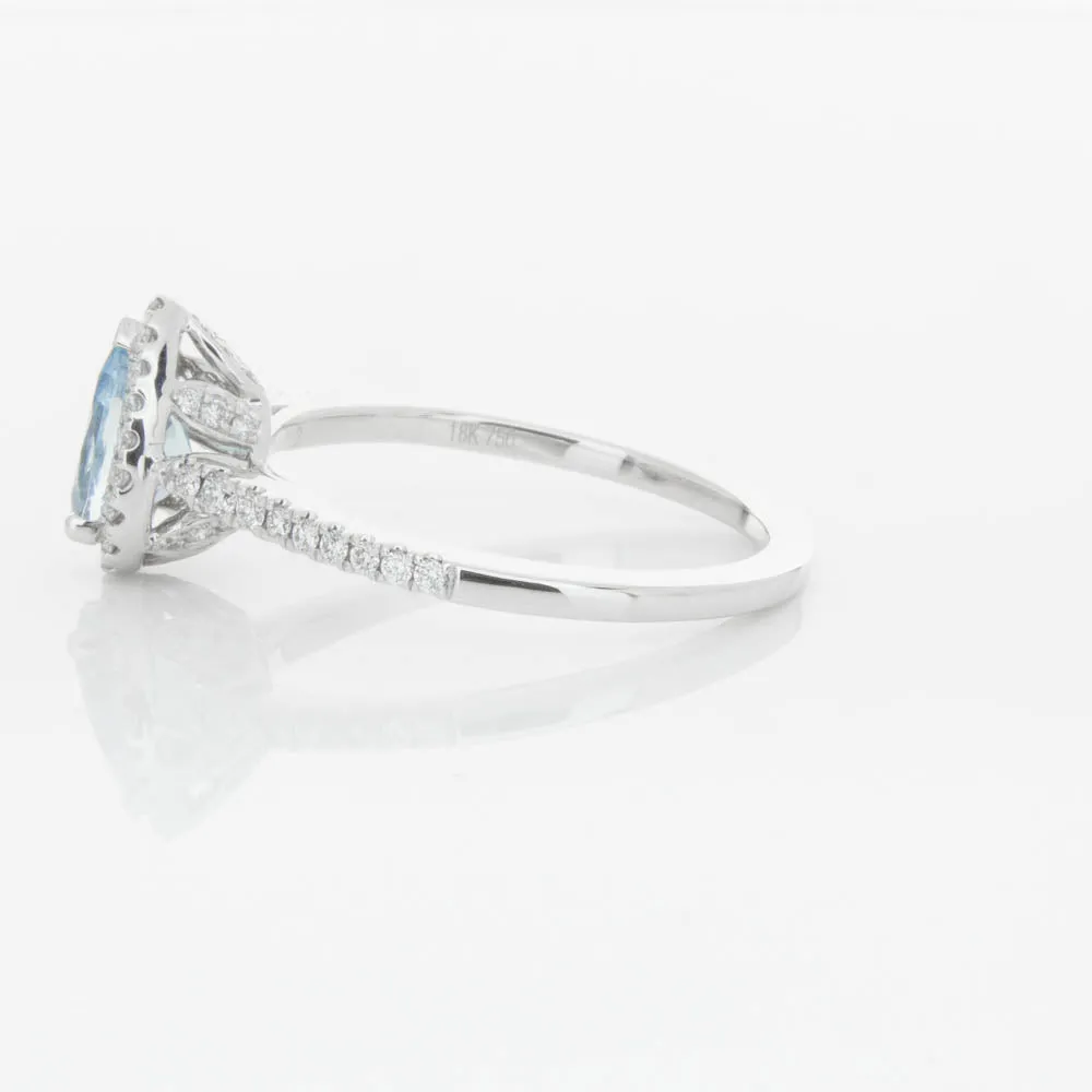 18ct White Gold .67ct Aquamarine & Diamond Mini Sierra Ring