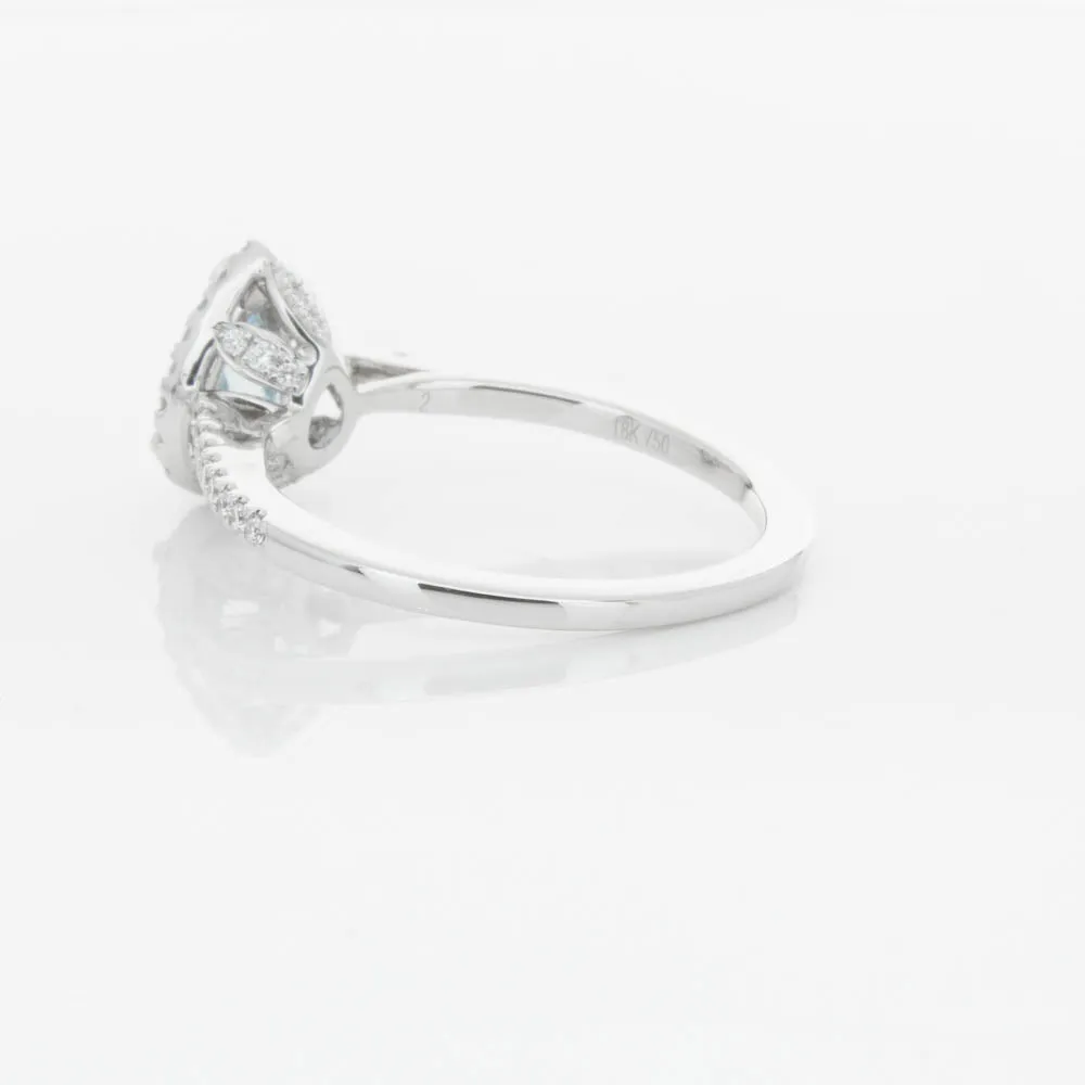 18ct White Gold .67ct Aquamarine & Diamond Mini Sierra Ring