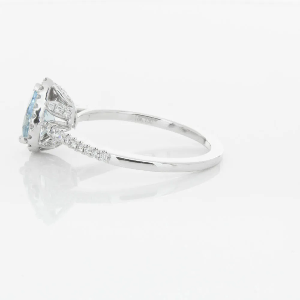 18ct White Gold .67ct Aquamarine & Diamond Mini Sierra Ring