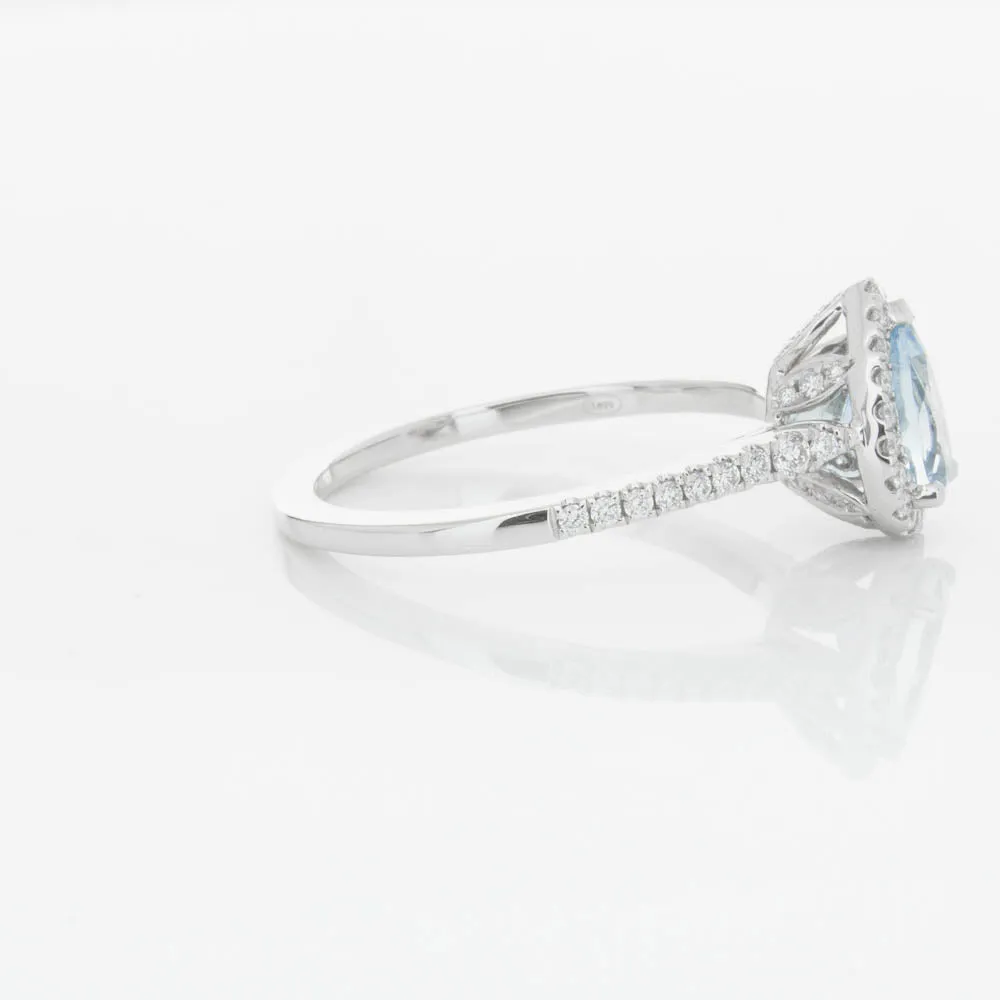 18ct White Gold .67ct Aquamarine & Diamond Mini Sierra Ring