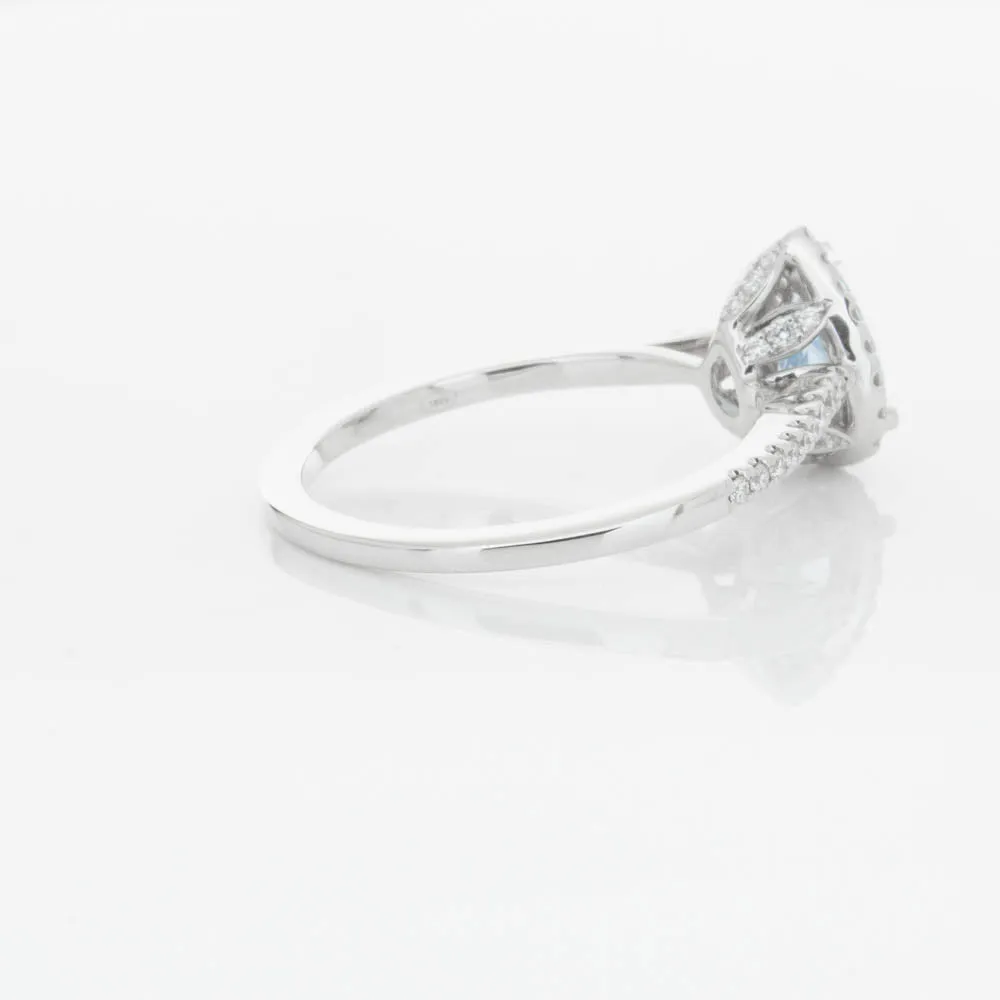 18ct White Gold .67ct Aquamarine & Diamond Mini Sierra Ring