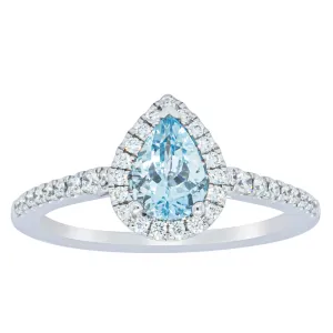 18ct White Gold .67ct Aquamarine & Diamond Mini Sierra Ring