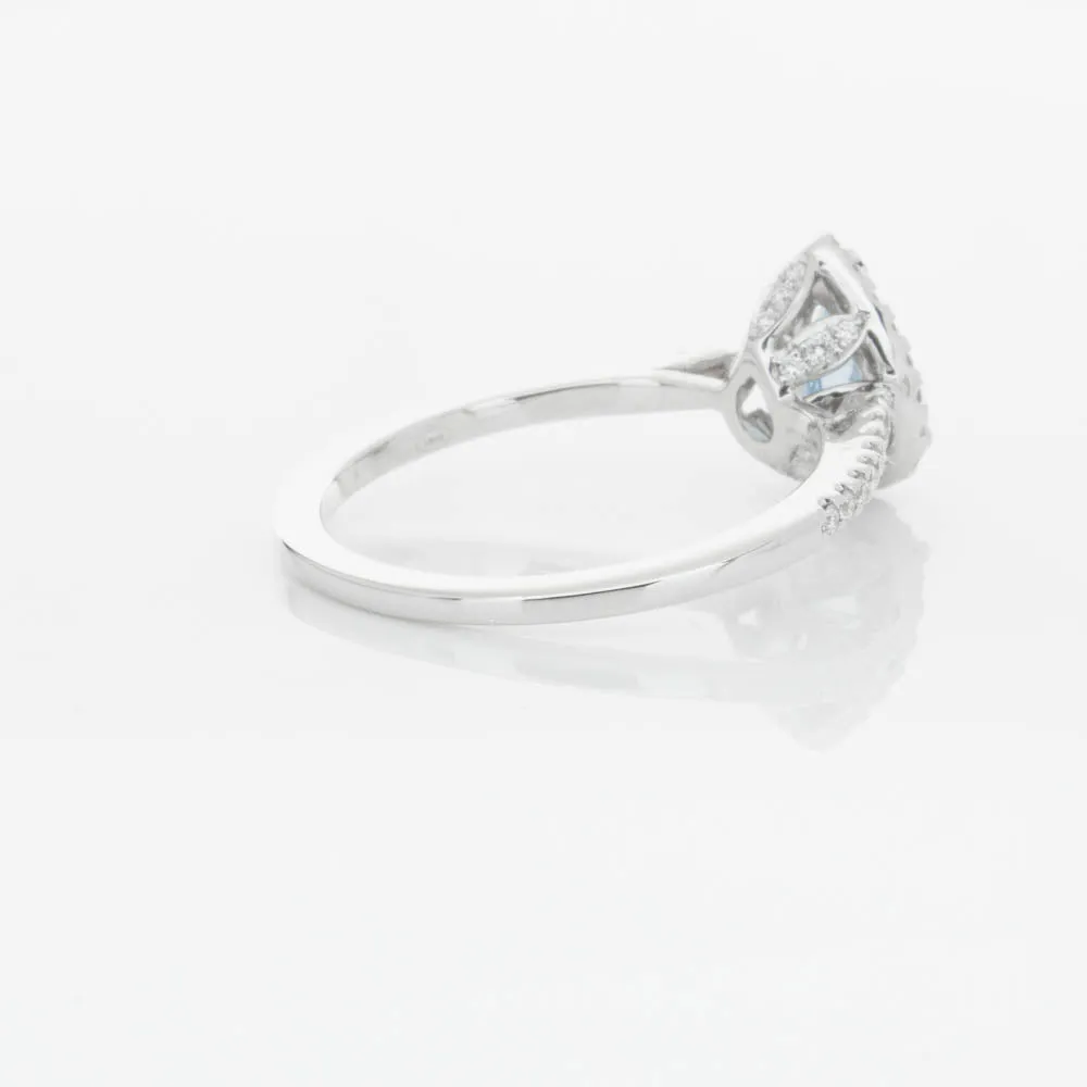 18ct White Gold .67ct Aquamarine & Diamond Mini Sierra Ring