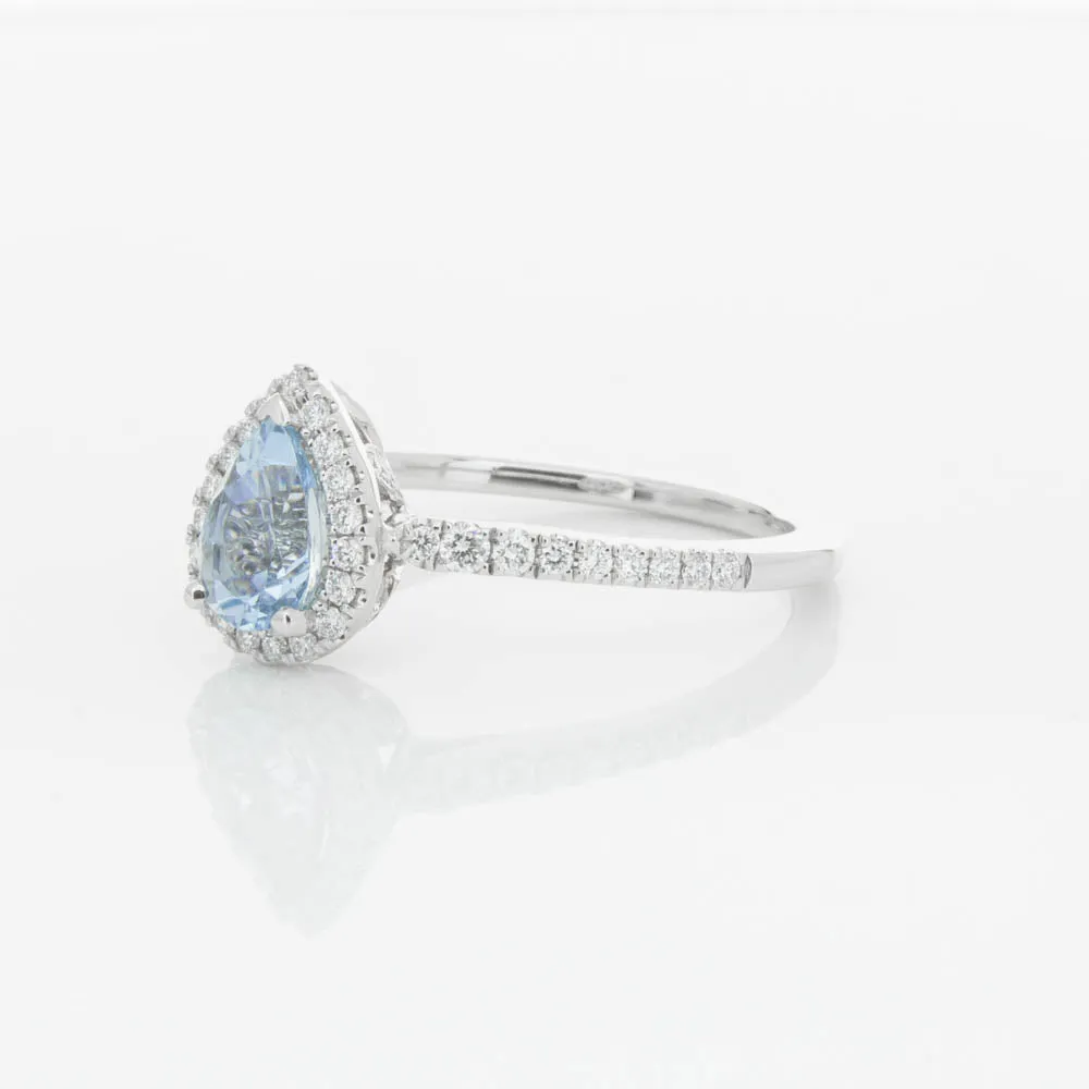 18ct White Gold .67ct Aquamarine & Diamond Mini Sierra Ring