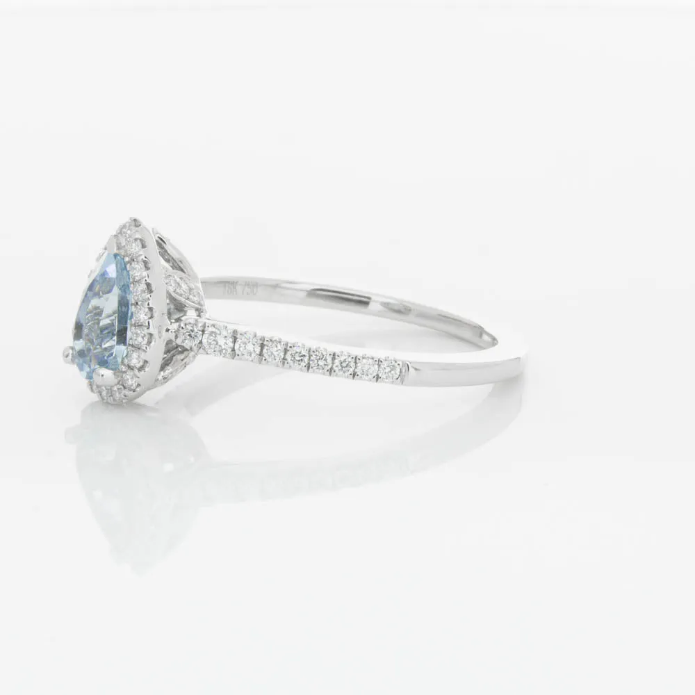 18ct White Gold .67ct Aquamarine & Diamond Mini Sierra Ring