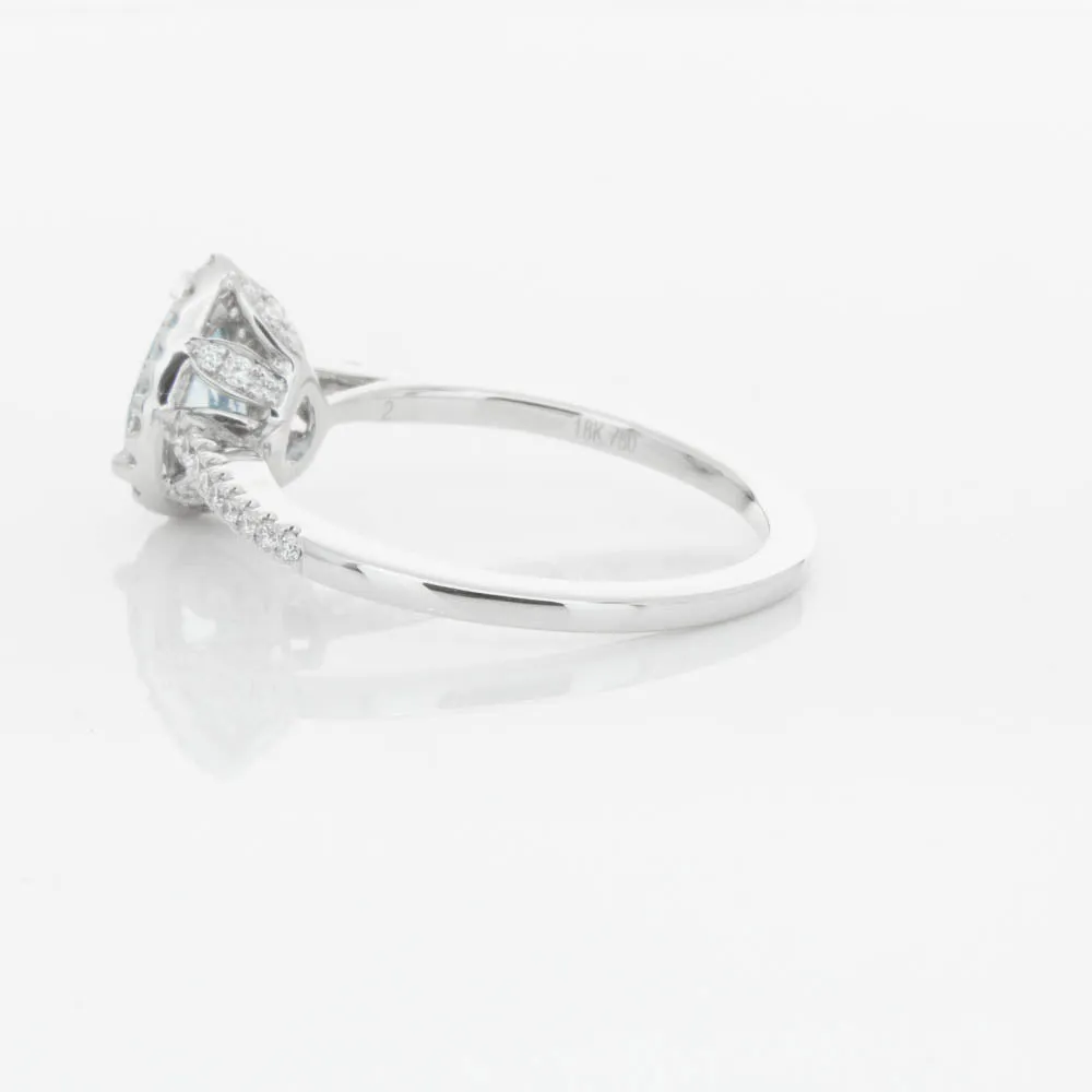 18ct White Gold .67ct Aquamarine & Diamond Mini Sierra Ring