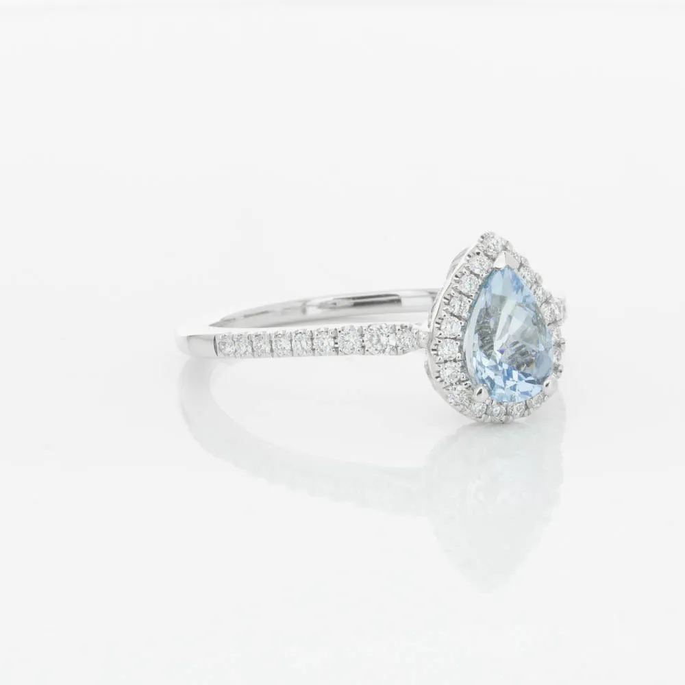 18ct White Gold .67ct Aquamarine & Diamond Mini Sierra Ring