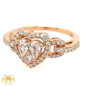 18k Gold and Diamond Marquis Heart Ring (choose your color)