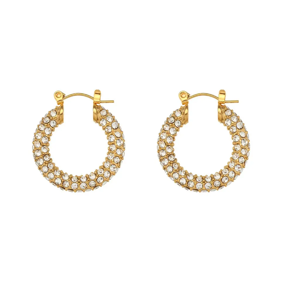 18K Gold-Filled Thick Zircon Hoop Earrings