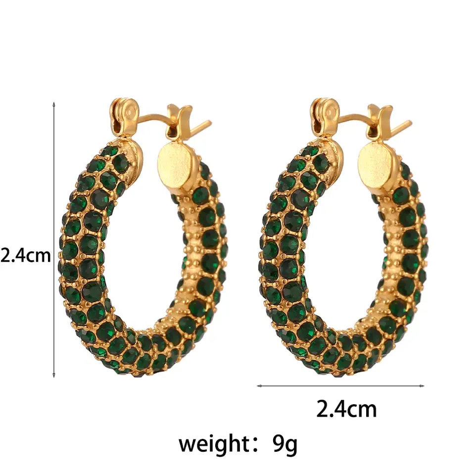 18K Gold-Filled Thick Zircon Hoop Earrings