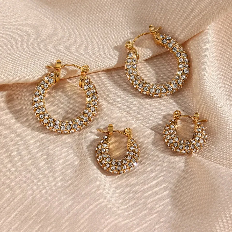 18K Gold-Filled Thick Zircon Hoop Earrings