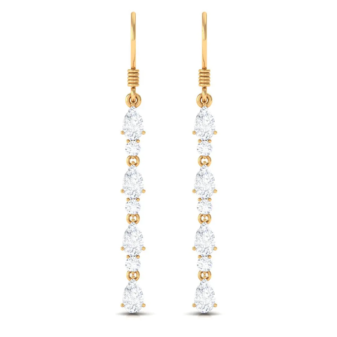 2.75 CT Pear and Round Cut Zircon Dangle Earrings