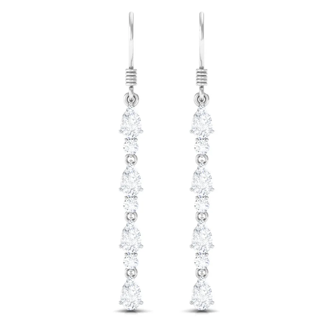 2.75 CT Pear and Round Cut Zircon Dangle Earrings