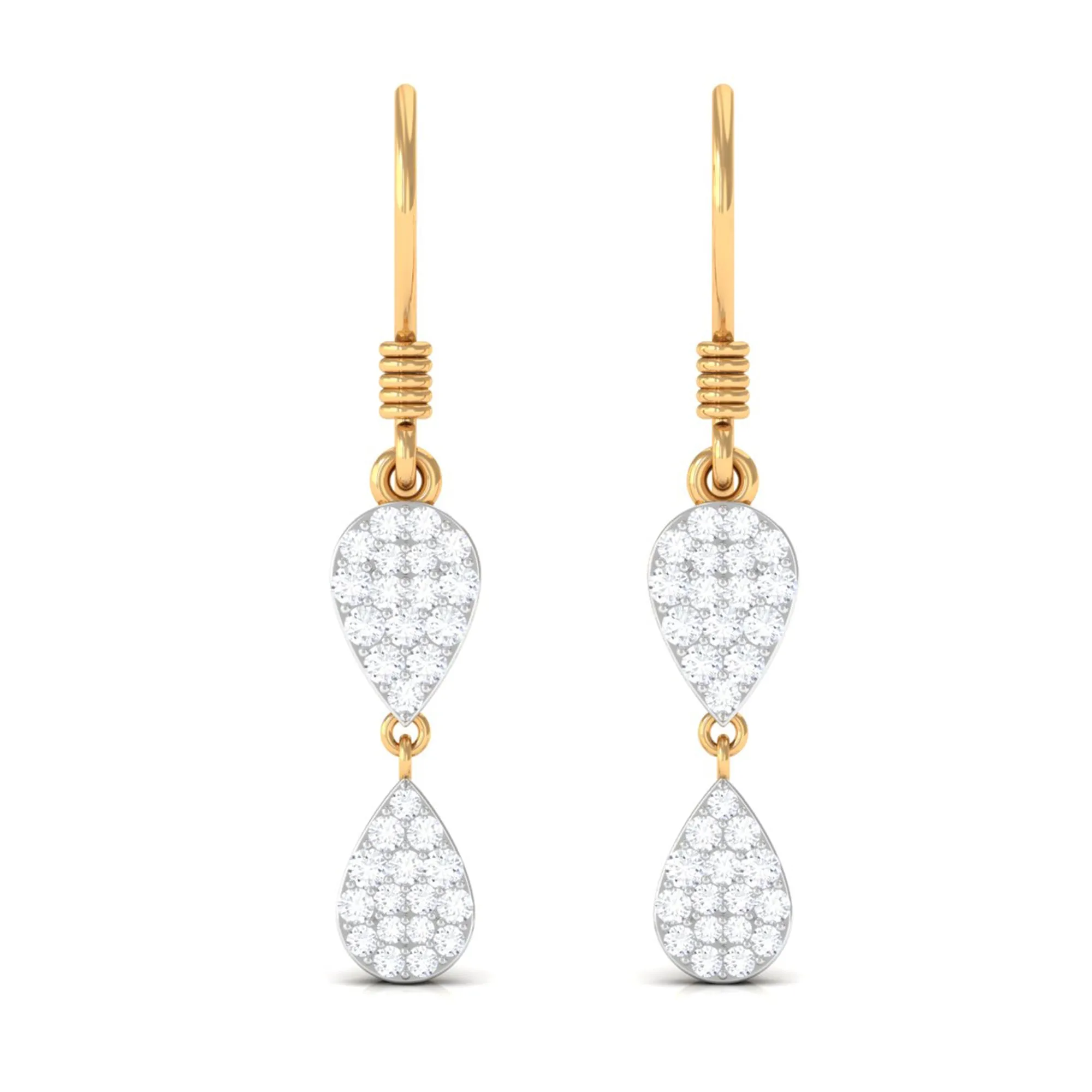 3/4 CT Certified Zircon Gold Dangle Earrings