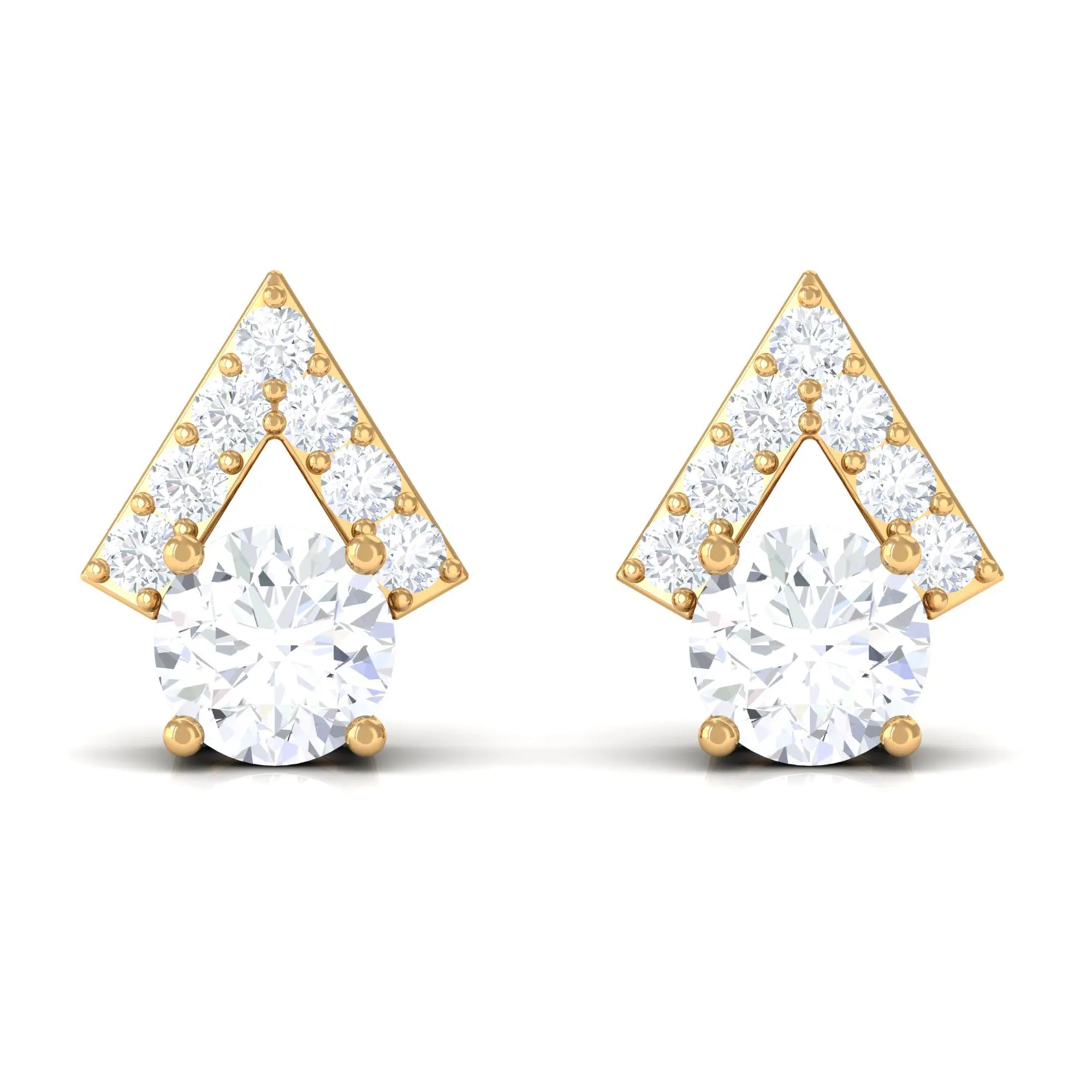 3/4 CT Contemporary Zircon Gold Stud Earrings