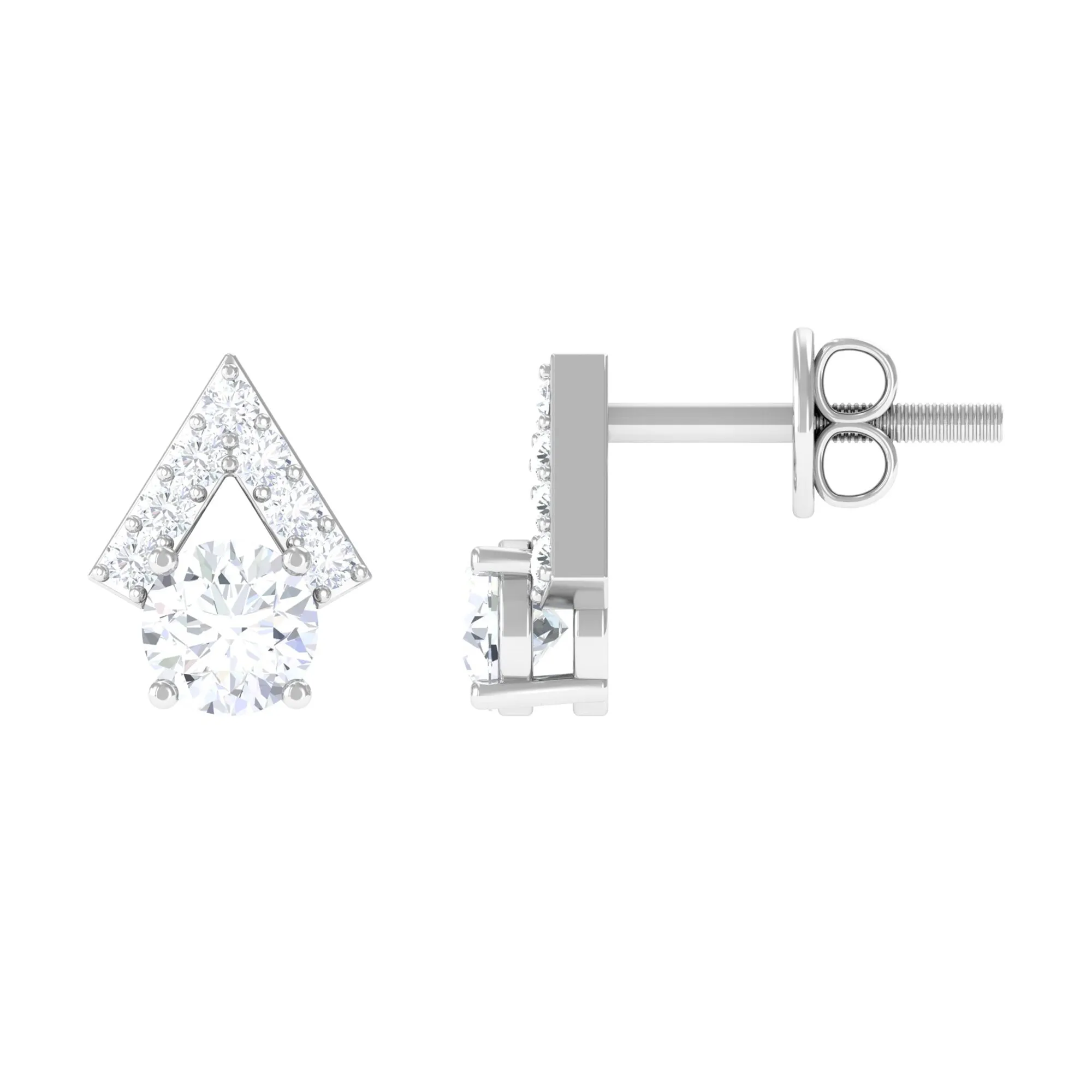 3/4 CT Contemporary Zircon Gold Stud Earrings