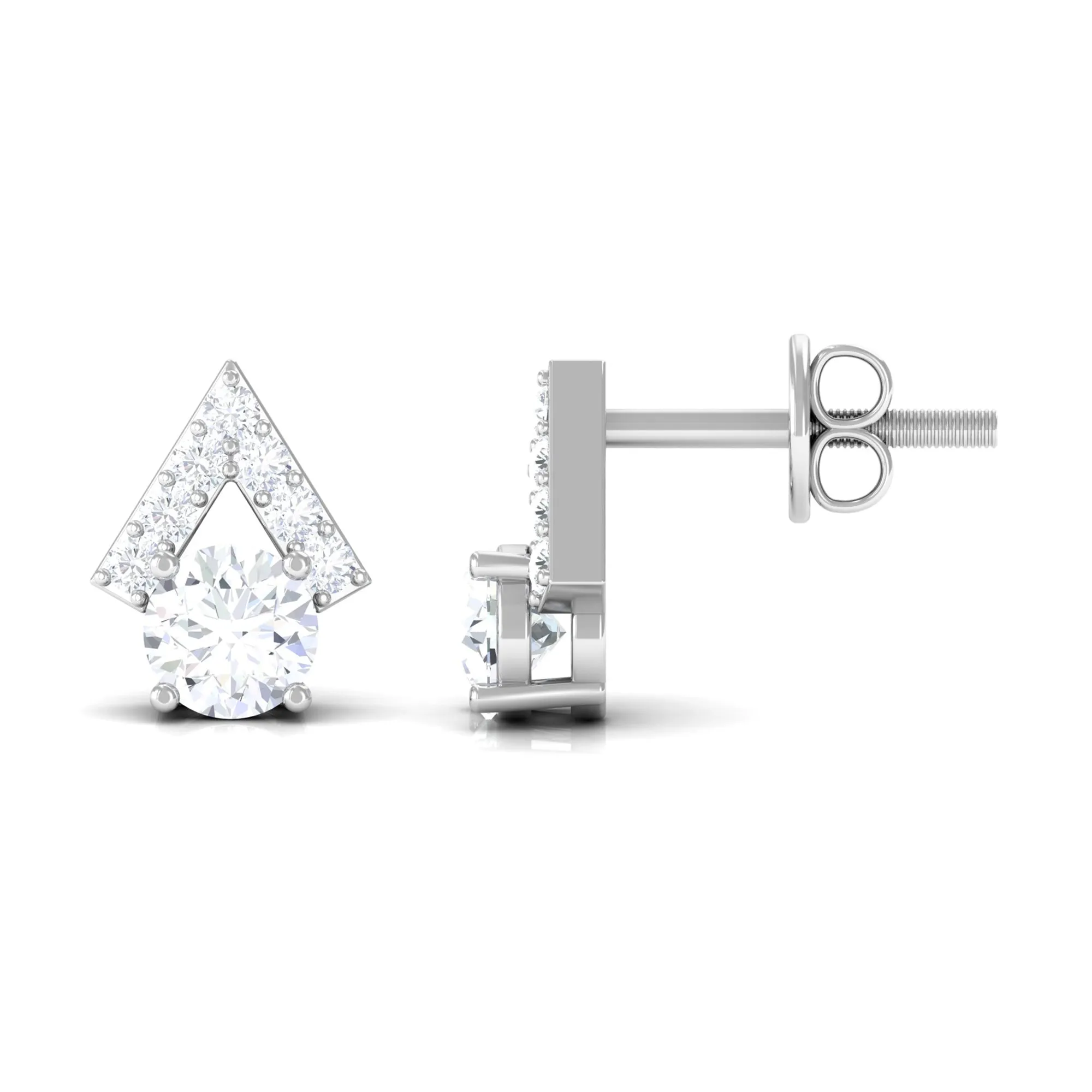 3/4 CT Contemporary Zircon Gold Stud Earrings