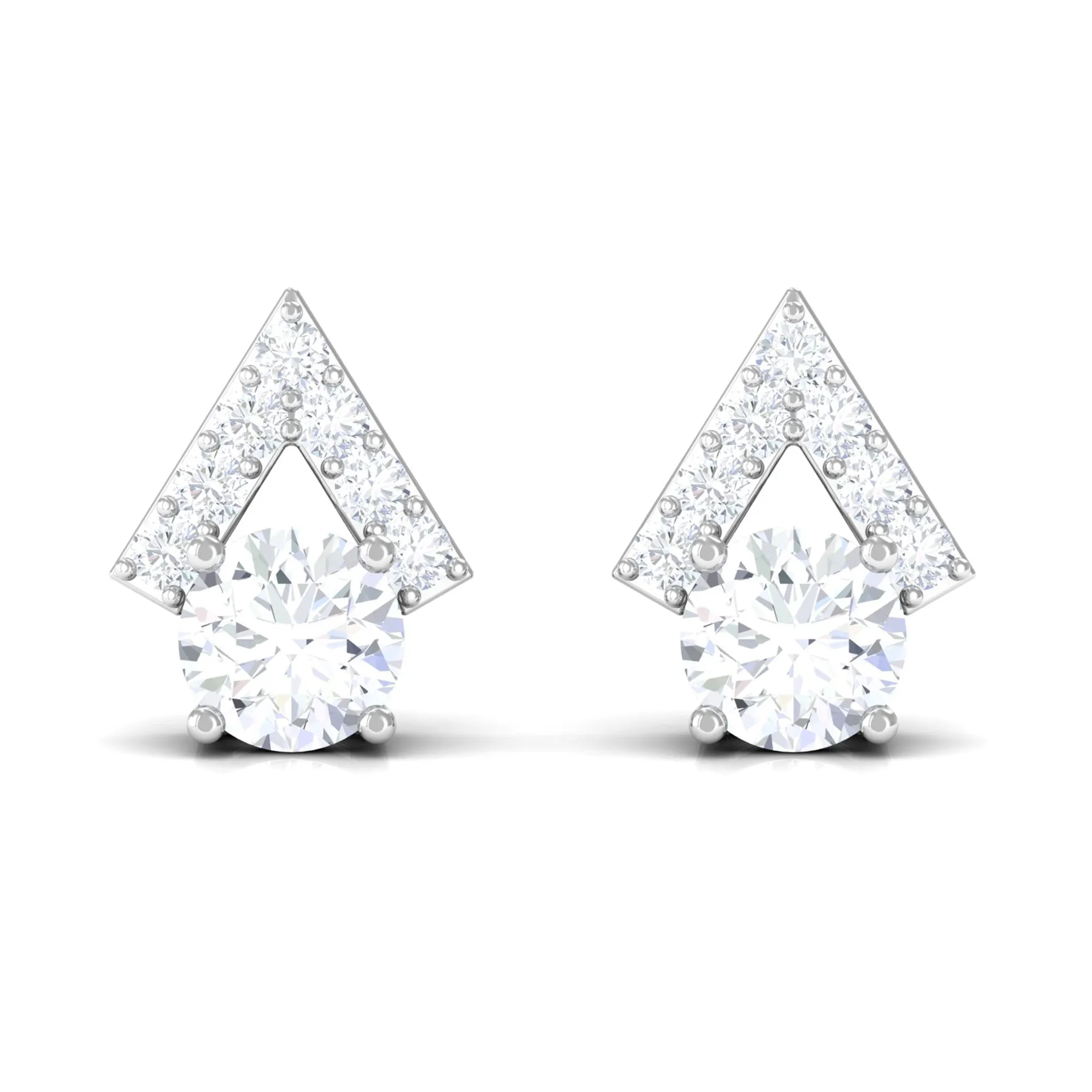 3/4 CT Contemporary Zircon Gold Stud Earrings