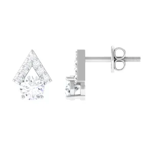 3/4 CT Contemporary Zircon Gold Stud Earrings