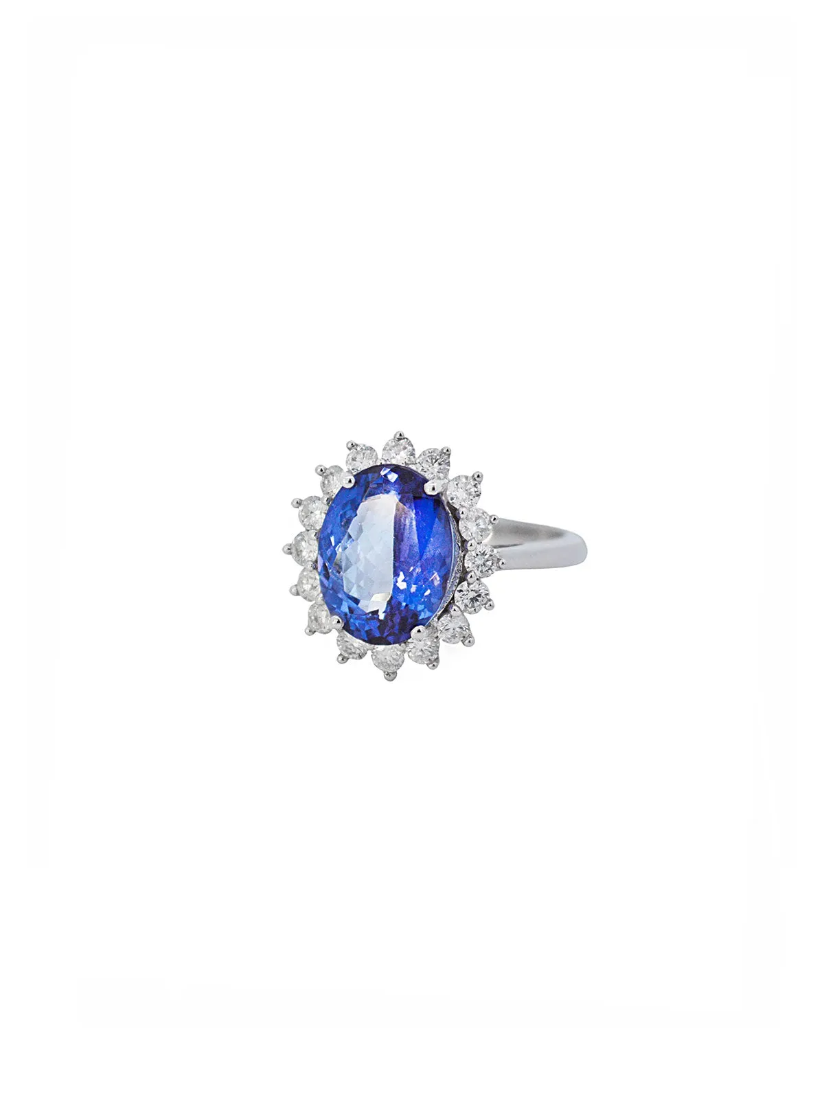 4.28ct Diamond Tanzanite 14K Gold Halo Ring