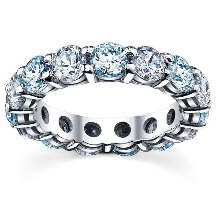 5.00cttw Diamond and Aquamarine Eternity Band