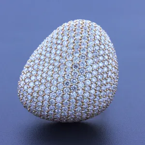 6.42 Carat Diamond Pave 18k Rose Gold Domed Cocktail Ring